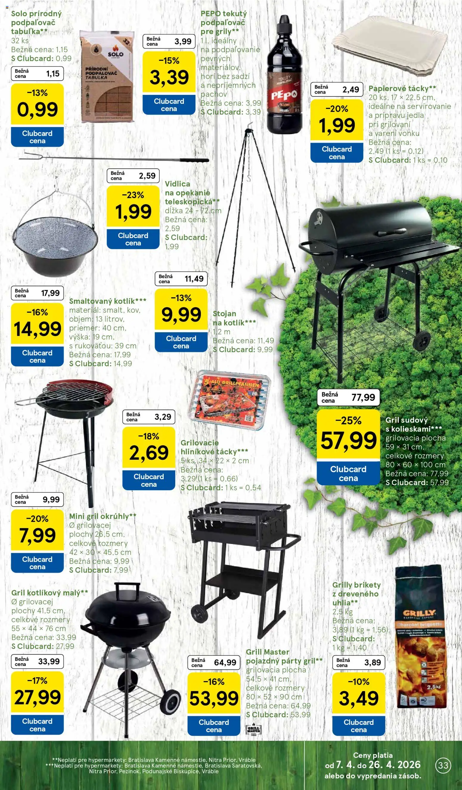Náhľad Tesco letáku platného od 08.04.2026 - Gril, Brikety, Papierové tácky