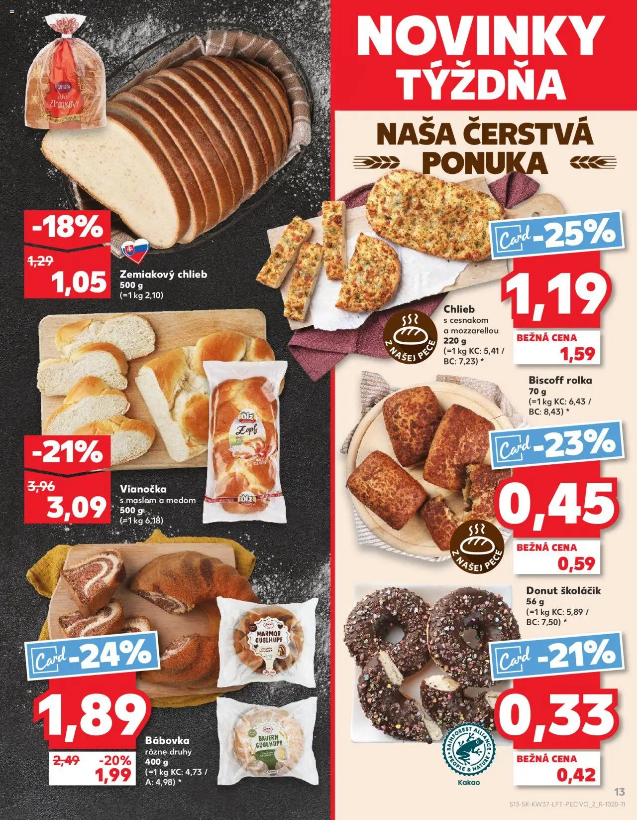 Náhľad Kaufland letáku platného od 11.09.2025 - Chlieb, Donut, Kakao, Vianočka