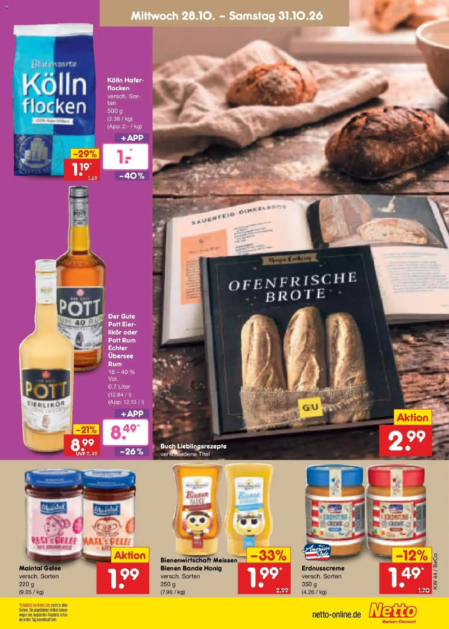 Vorschau von dem Prospekt des Geschäftes Netto Marken-Discount, gültig ab dem 28.10.2026 - Eier, Rum, Likör, Flocken, Ofenfrische, Kolln