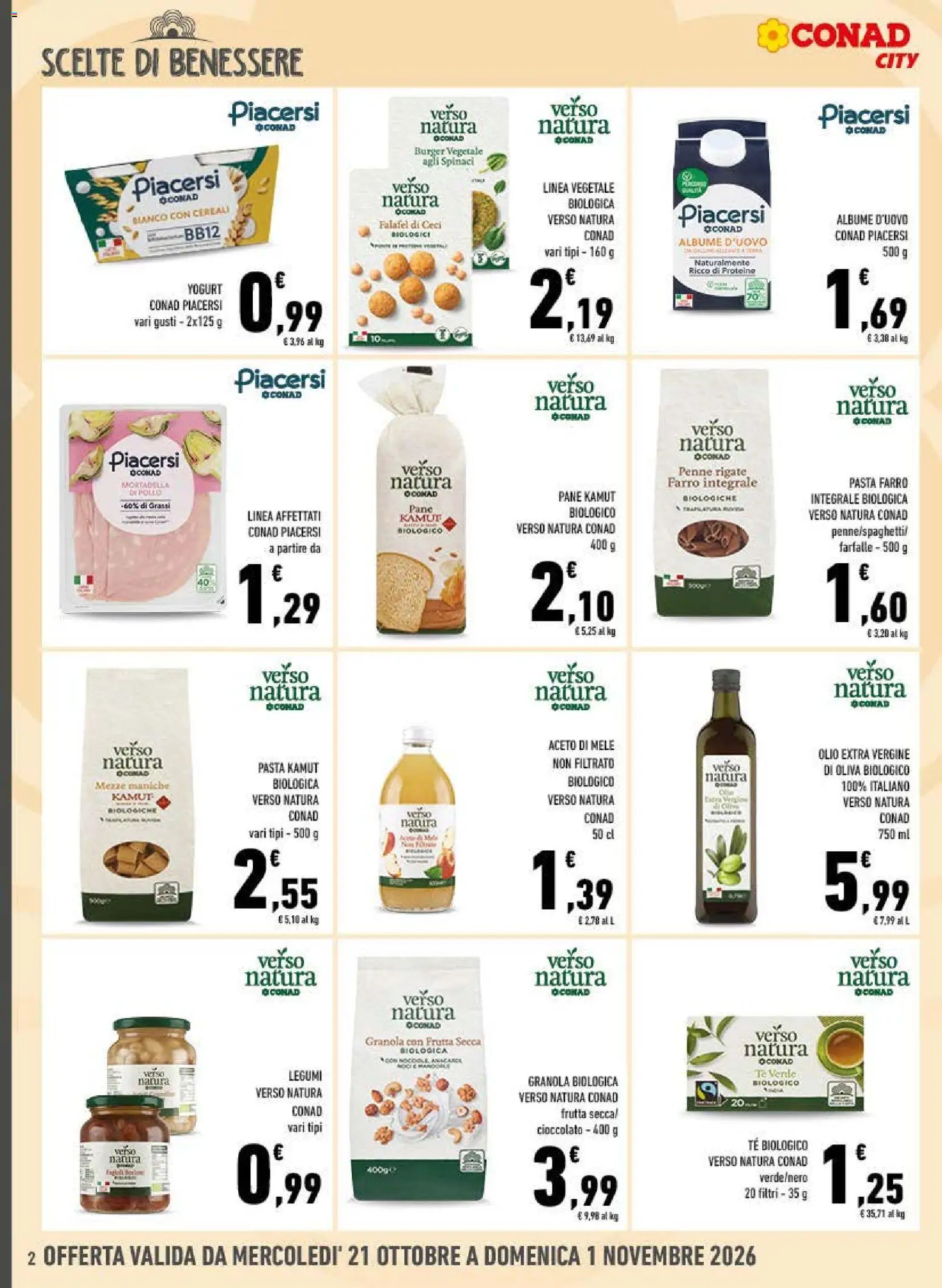 Anteprima dell'opuscolo Conad volantino City Lazio dal negozio Conad valido da 21/10/2026 - Frutta, Ceci, Aglio, Mele, Olive, Tè verde, Aceto, Olio extra vergine