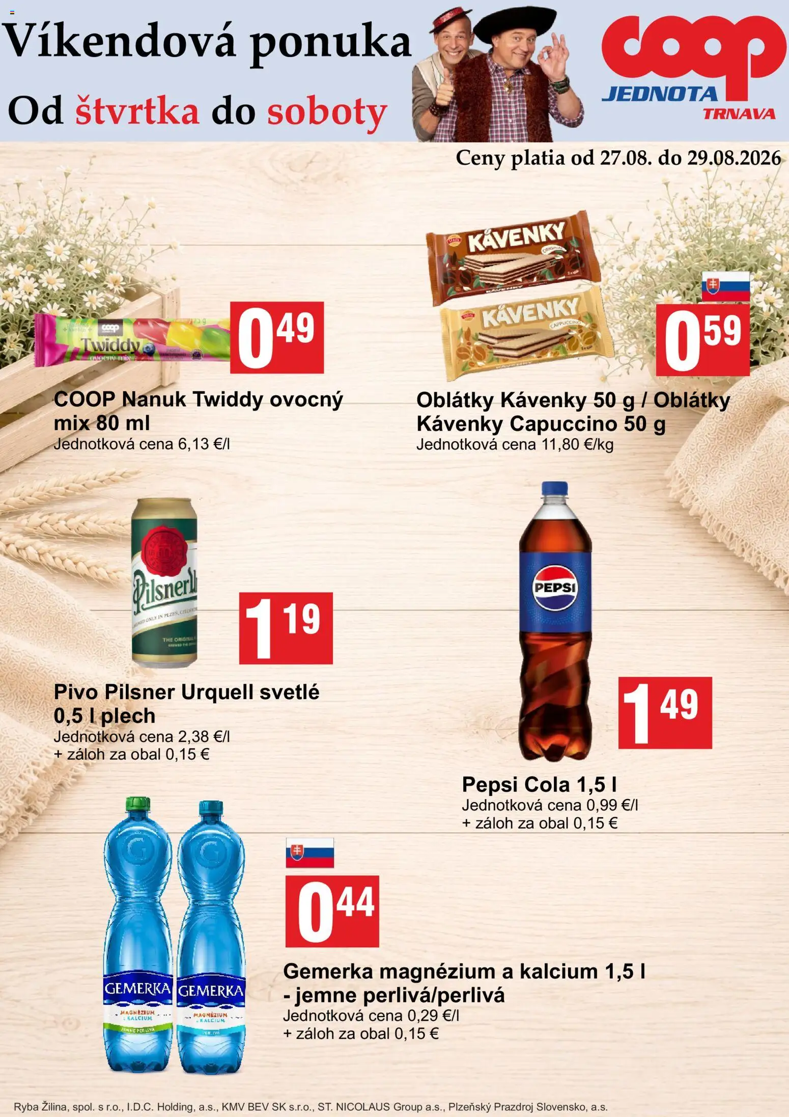 Náhľad COOP Jednota letáku platného od 27.08.2026