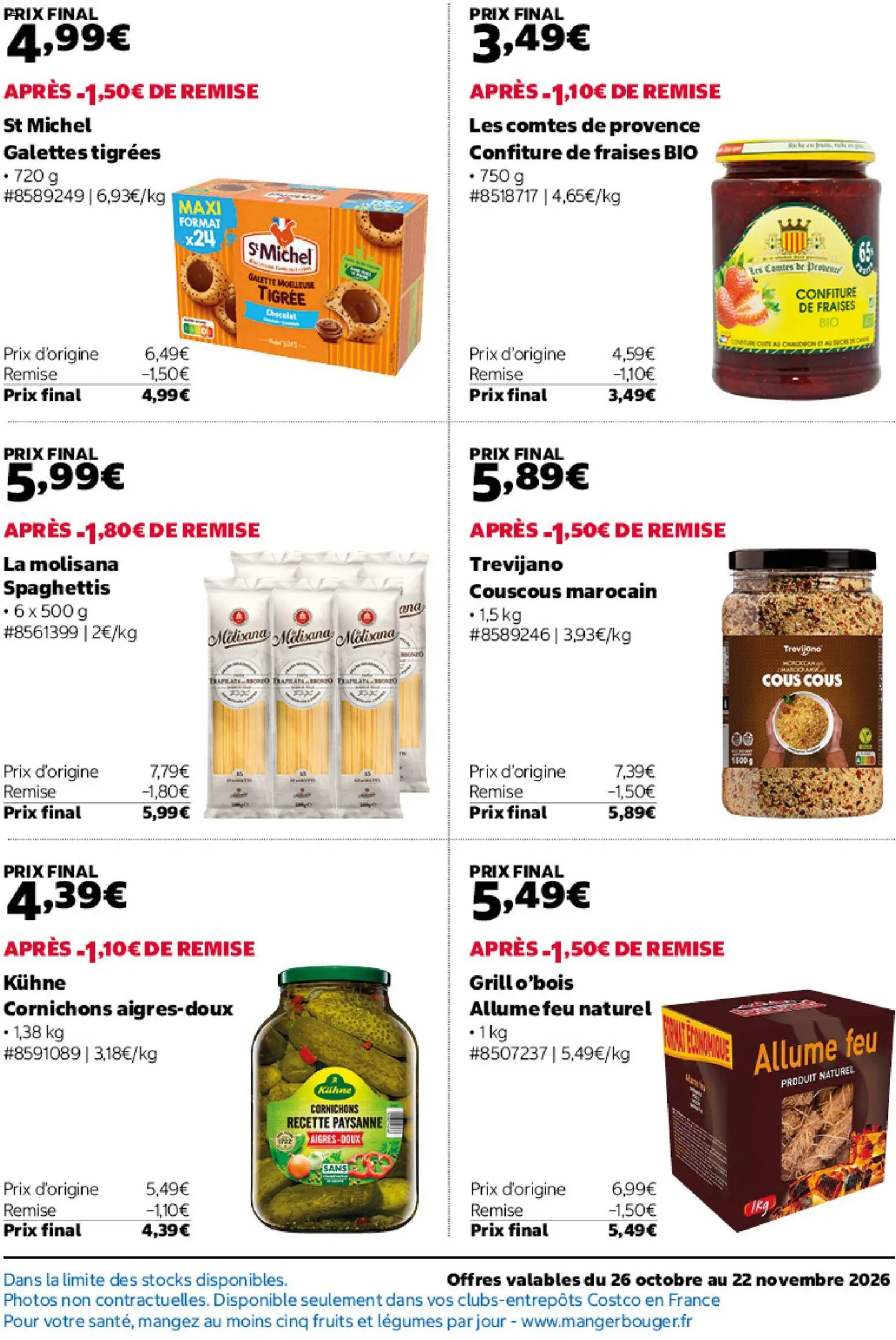 Prévisualisation de Costco catalogue du magasin Costco formulaire valide 26/10/2026 - Couscous, Fruits, Fraises, Spaghettis, Confiture, Grill, Confiture de fraises, Allume feu