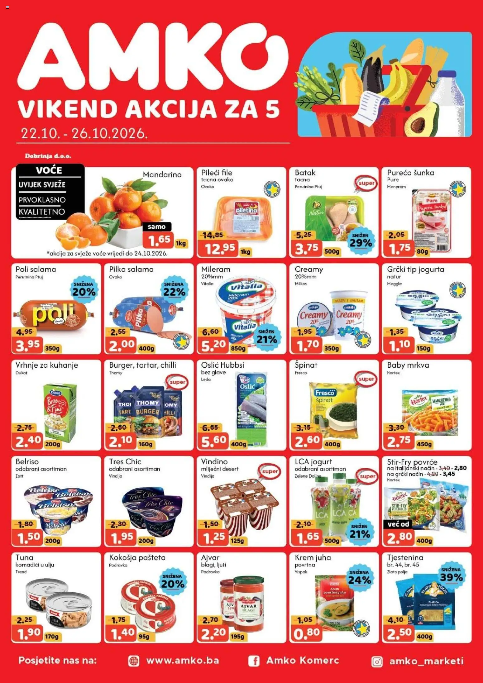 Pregled letka AMKO Vikend akcije trgovine AMKO vrijedi od 22.10.2026