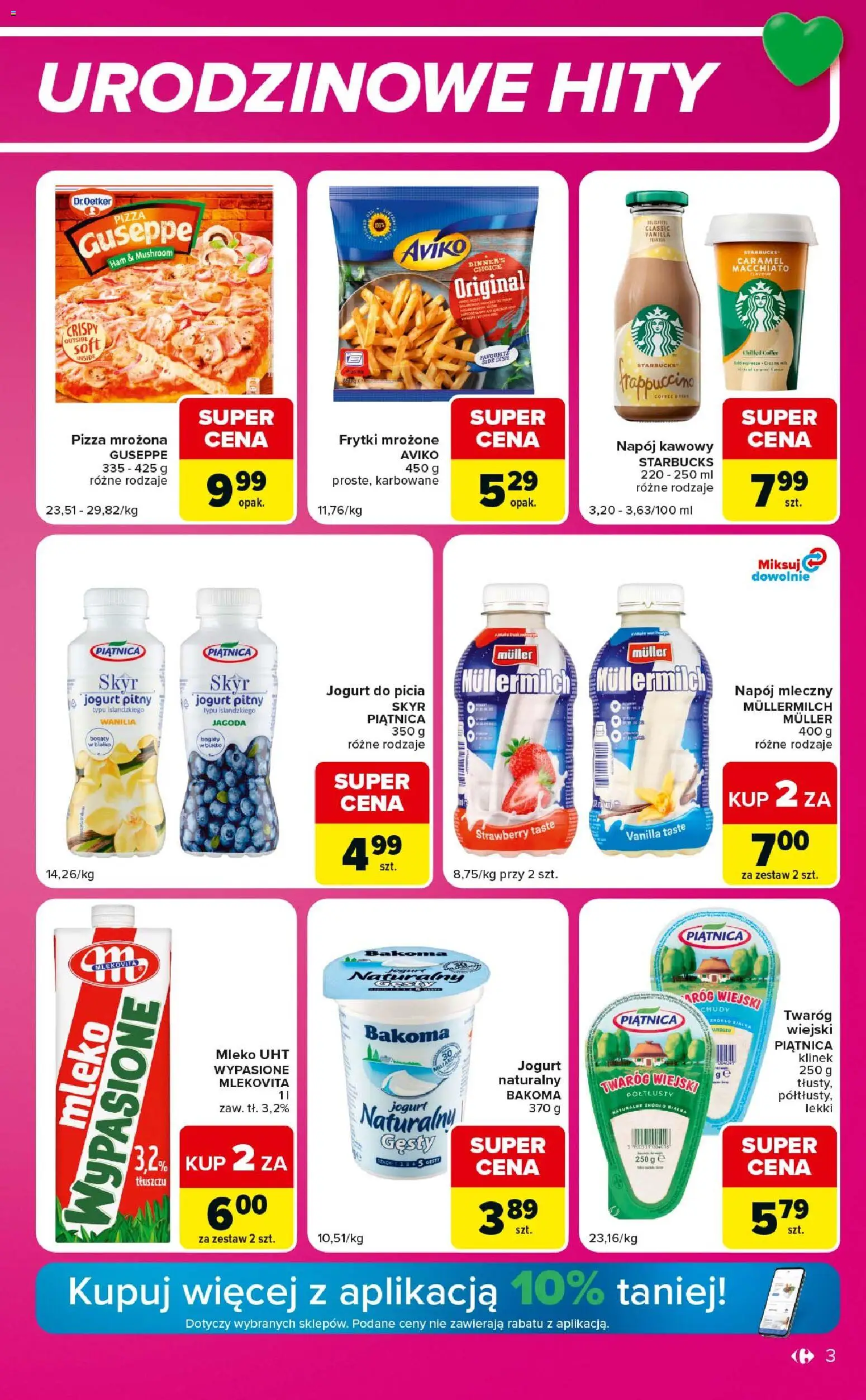Pogląd gazetki "Carrefour gazetka - Express" ze sklepu Carrefour ważnej od 13.10.2026 - Jogurt naturalny, Pizza guseppe, Wanilia, Jogurt, Mleko UHT, Pizza mrożona, Frytki mrożone, Napój mleczny