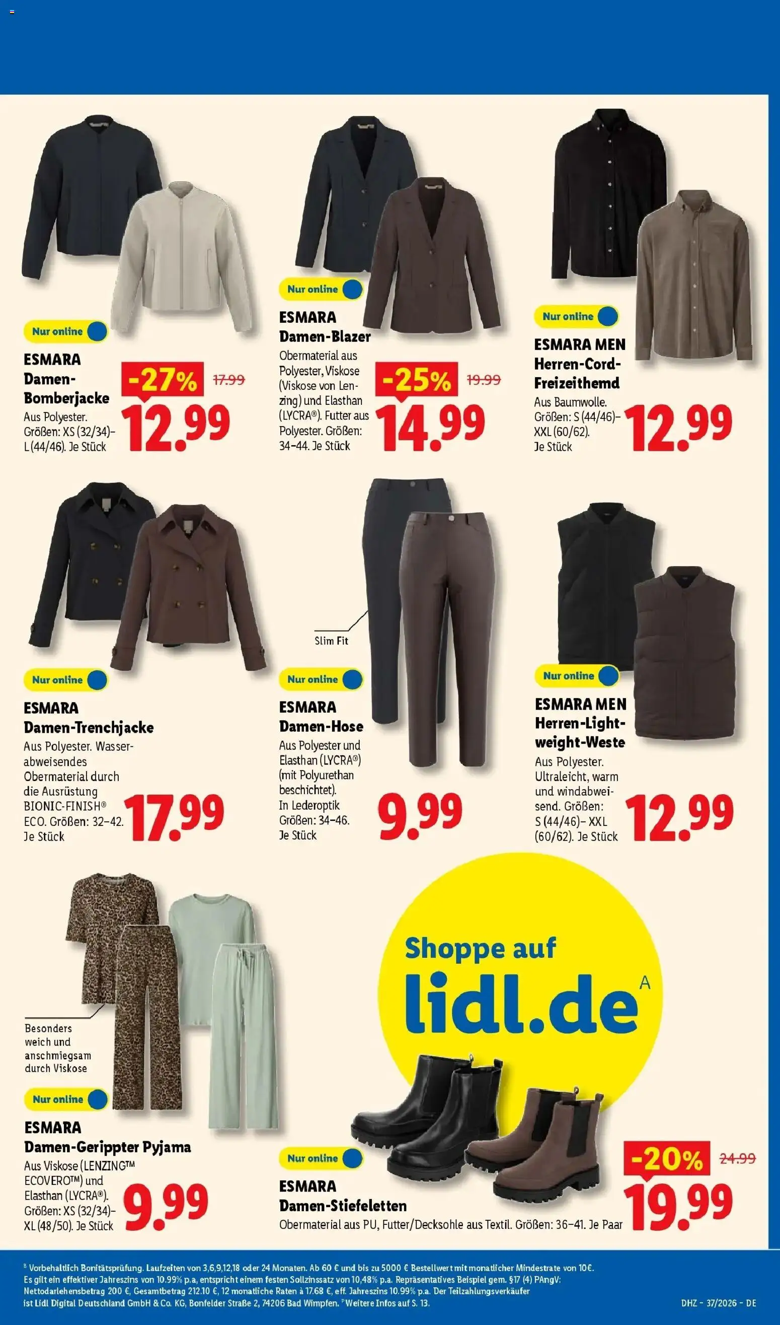 Vorschau von dem Prospekt des Geschäftes Lidl, gültig ab dem 07.09.2026 - Wasser, Bad, Pyjama, Blazer, Bomberjacke, Shirt, Freizeithemd