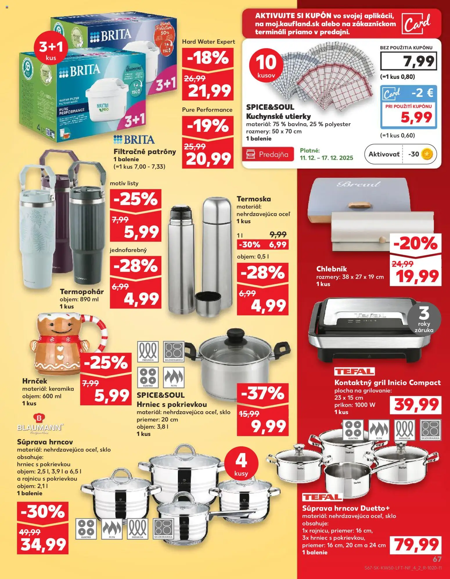 Náhľad Kaufland letáku platného od 11.12.2025 - Gril, Tefal, Kuchynské utierky, Indukcia