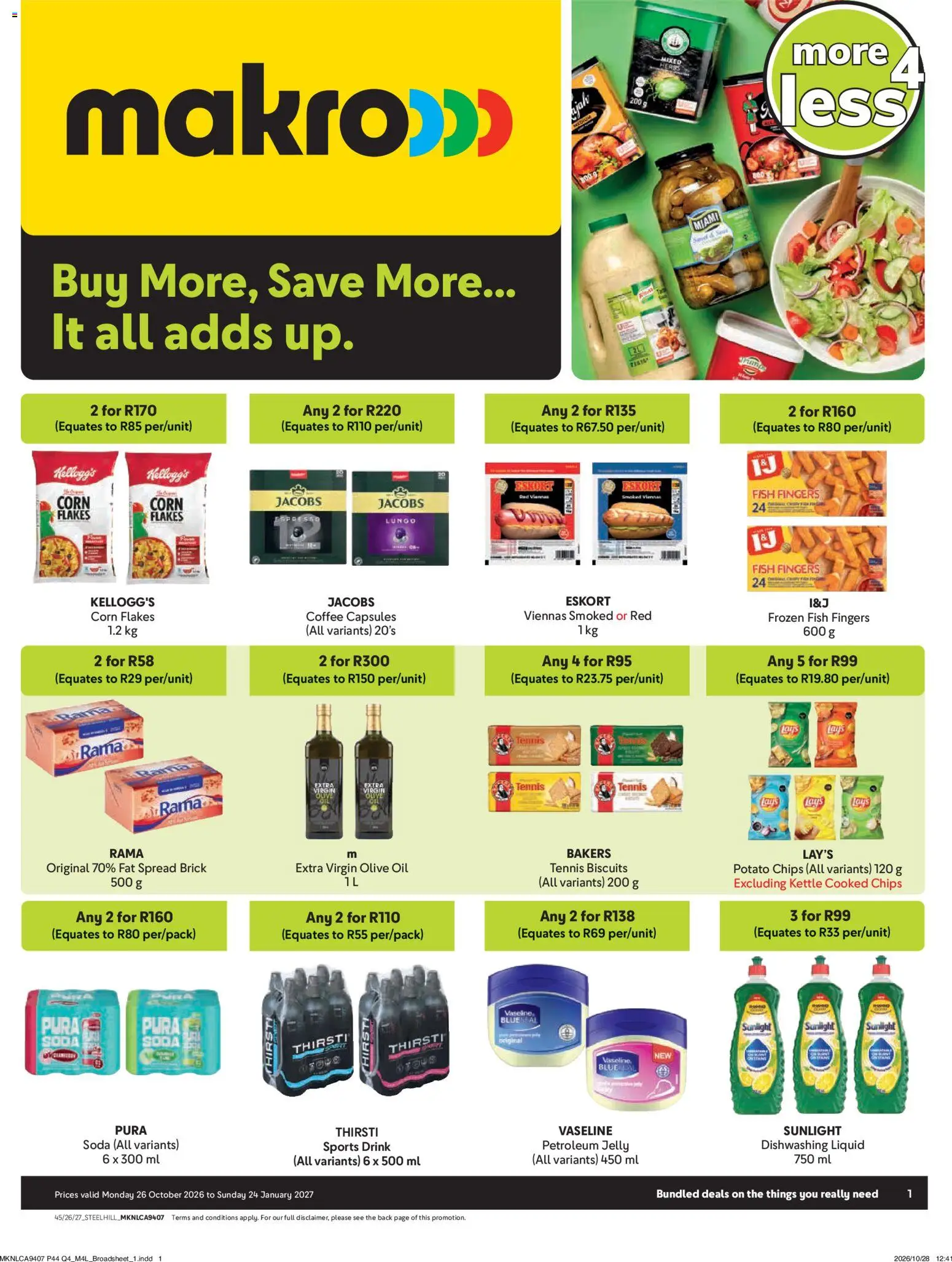 Preview of Makro flyer valid from 26/10/2026 - Coffee, Fish, Kettle, Biscuits, Corn, Corn flakes, Spread, Sports drink