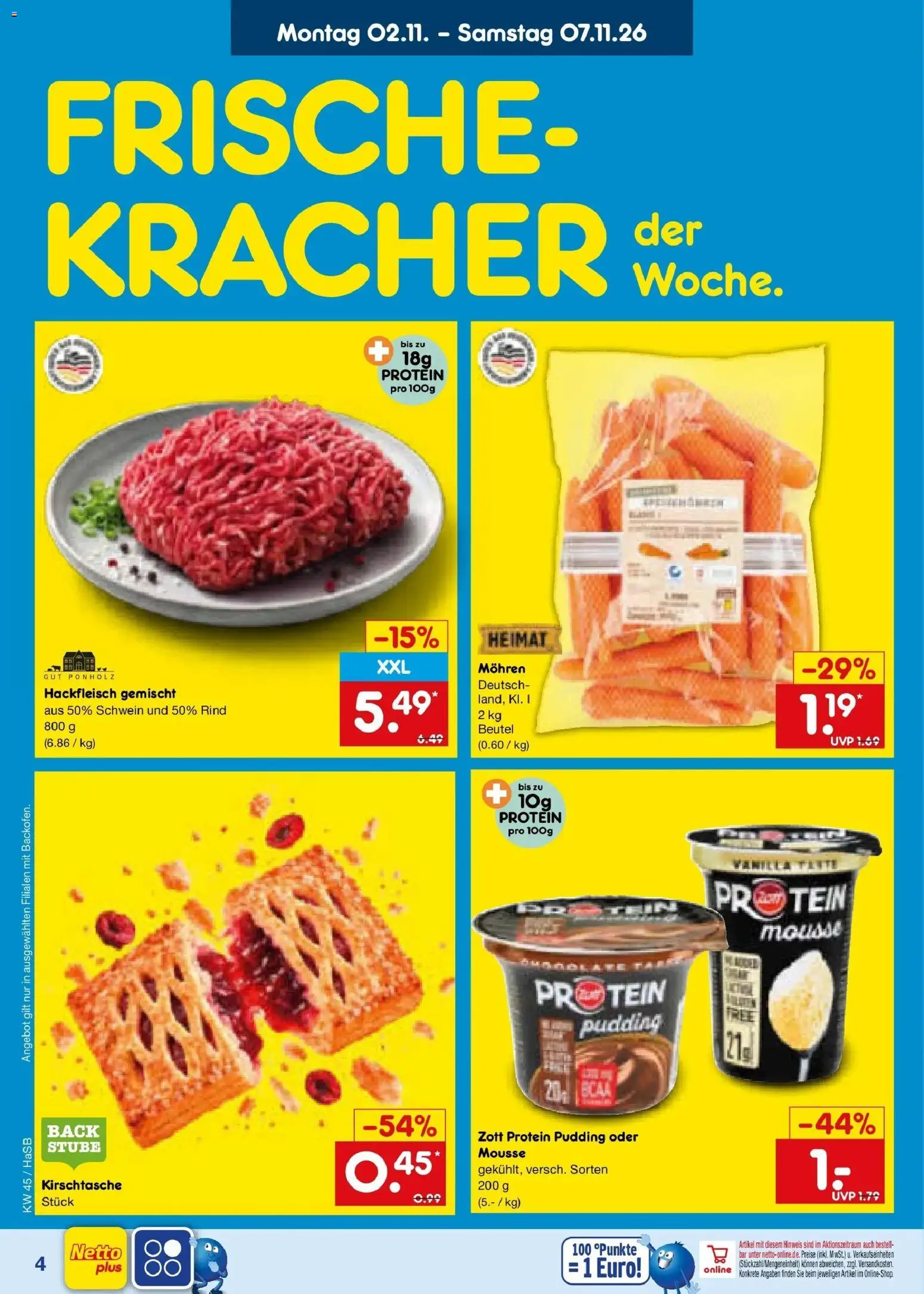 Vorschau von dem Prospekt des Geschäftes Netto Marken-Discount, gültig ab dem 02.11.2026 - Hackfleisch, Pudding, Mohren