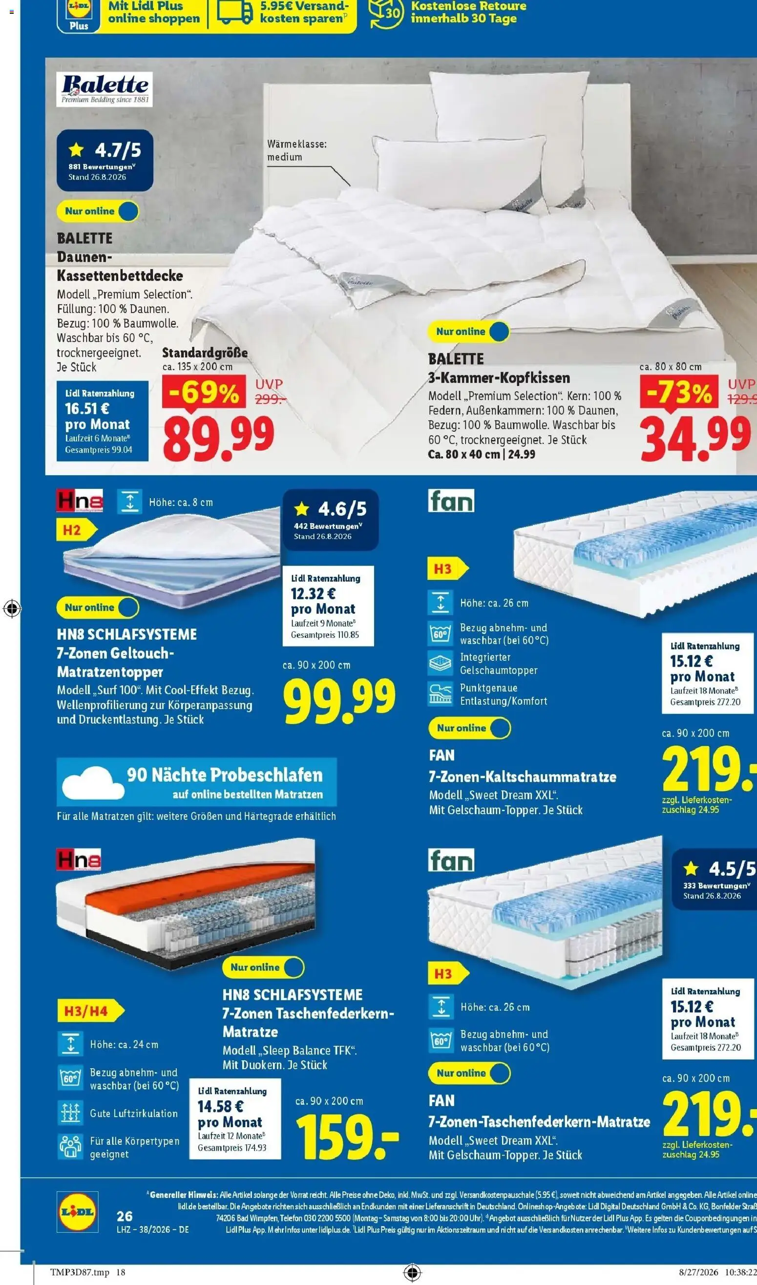 Vorschau von dem Prospekt des Geschäftes Lidl, gültig ab dem 14.09.2026 - Telefon, Matratze, Bad, Topper
