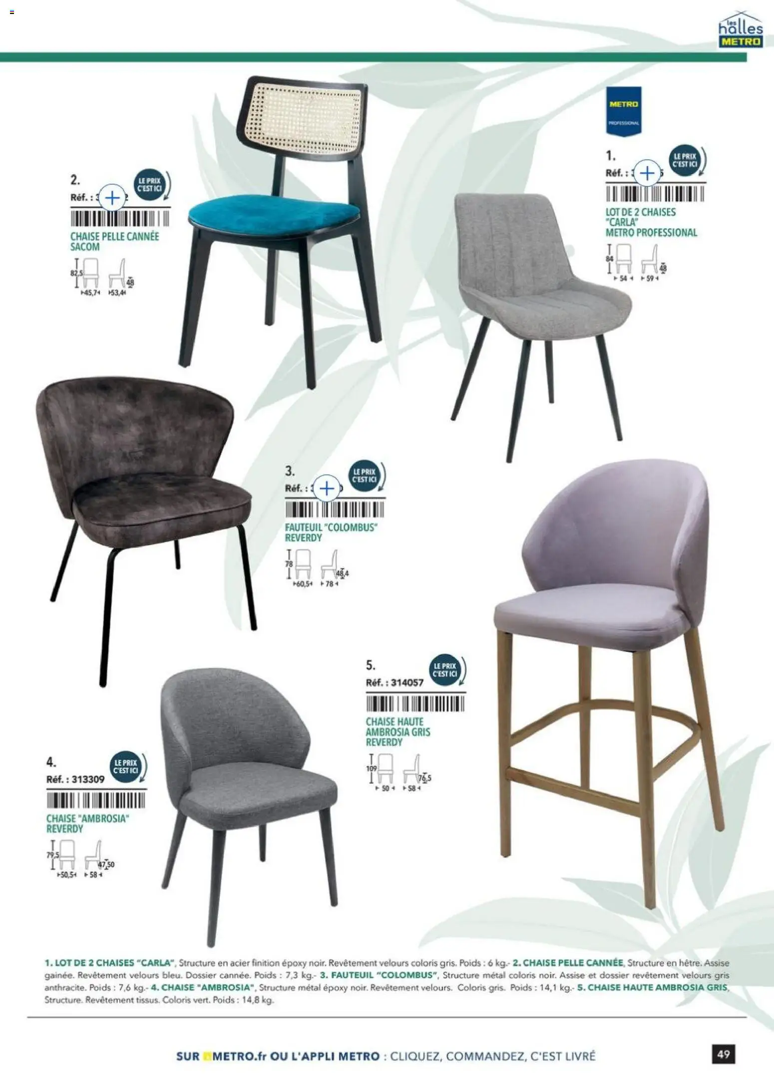 Prévisualisation de Terrasse&salle Collection 2026 du magasin METRO formulaire valide 09/01/2026 - Fauteuil, Livre, Chaises, Chaise, Chaise haute, Poids, Pelle