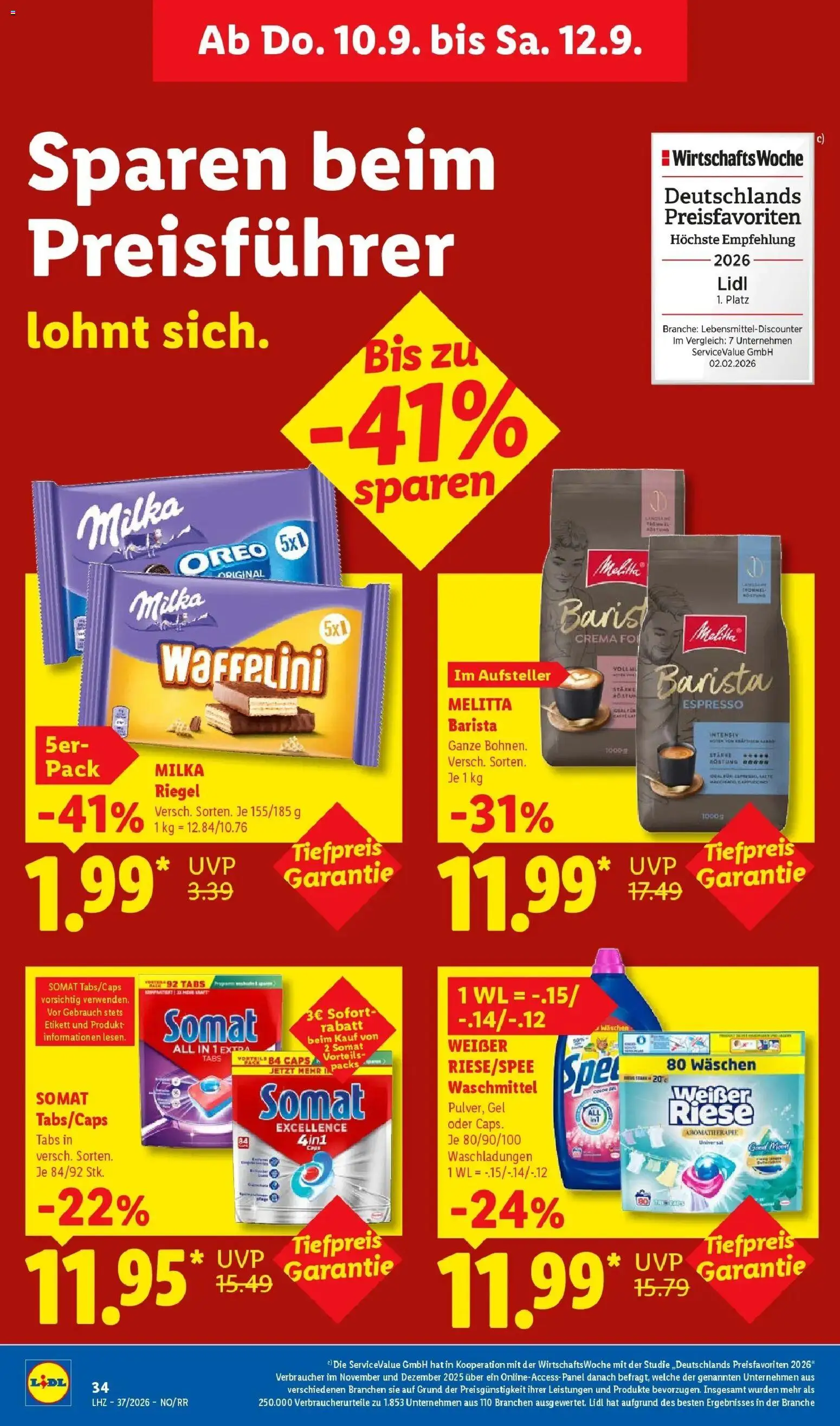 Vorschau von dem Prospekt des Geschäftes Lidl, gültig ab dem 07.09.2026 - Milka, Waschmittel, Melitta