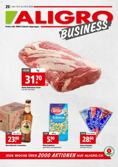 Vorschau des Merkblatts Aligro aktionen Business Schlieren, Gossau SG, Frauenfeld, Rapperswil-Jona, Sargans, Bern vom Shop Aligro gültig von 15.06.2026 bis 20.06.2026