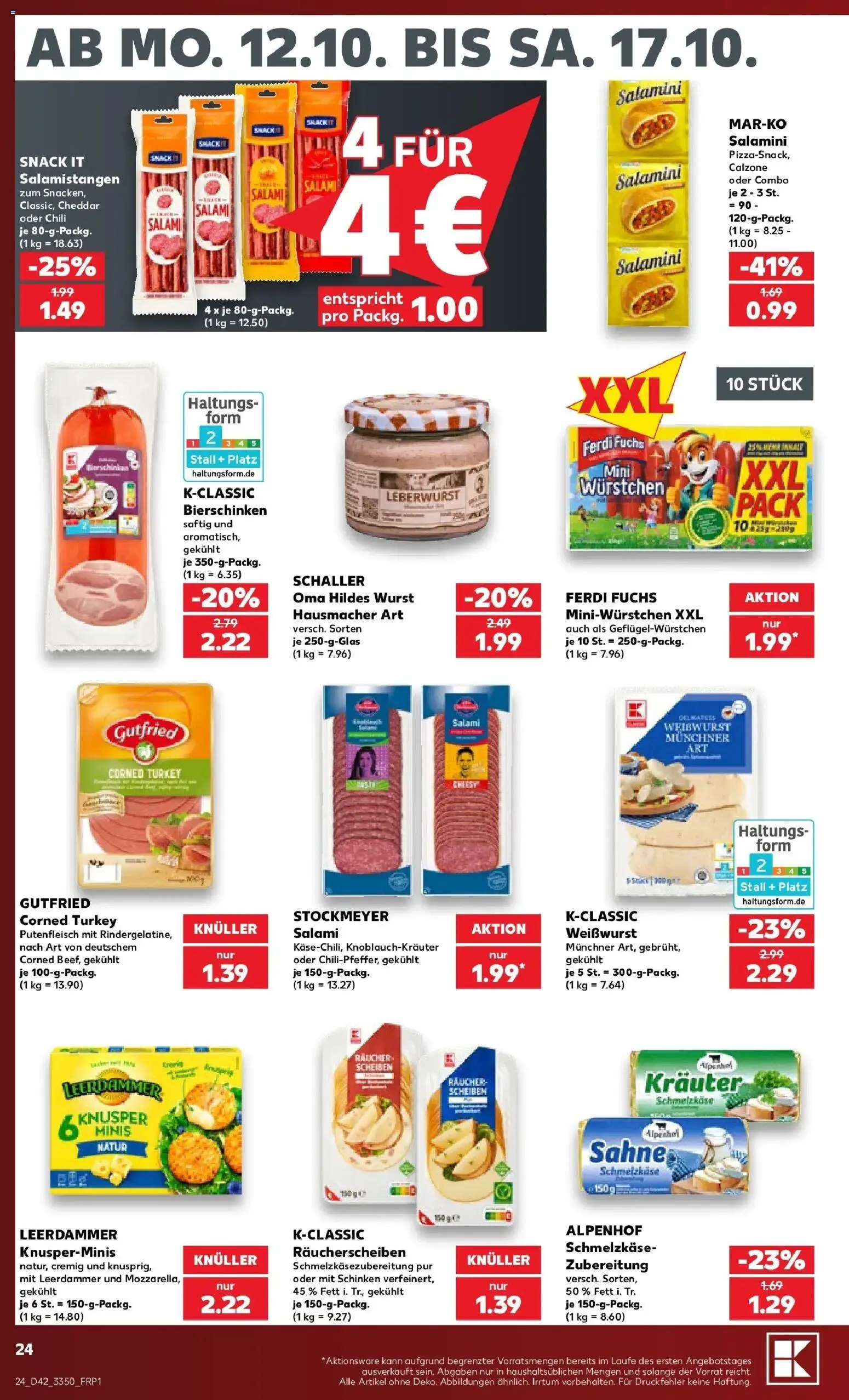 Vorschau von dem Prospekt des Geschäftes Kaufland, gültig ab dem 12.10.2026 - Wurst, Weißwurst, Chili, Salami, Sahne, Schinken, Leerdammer