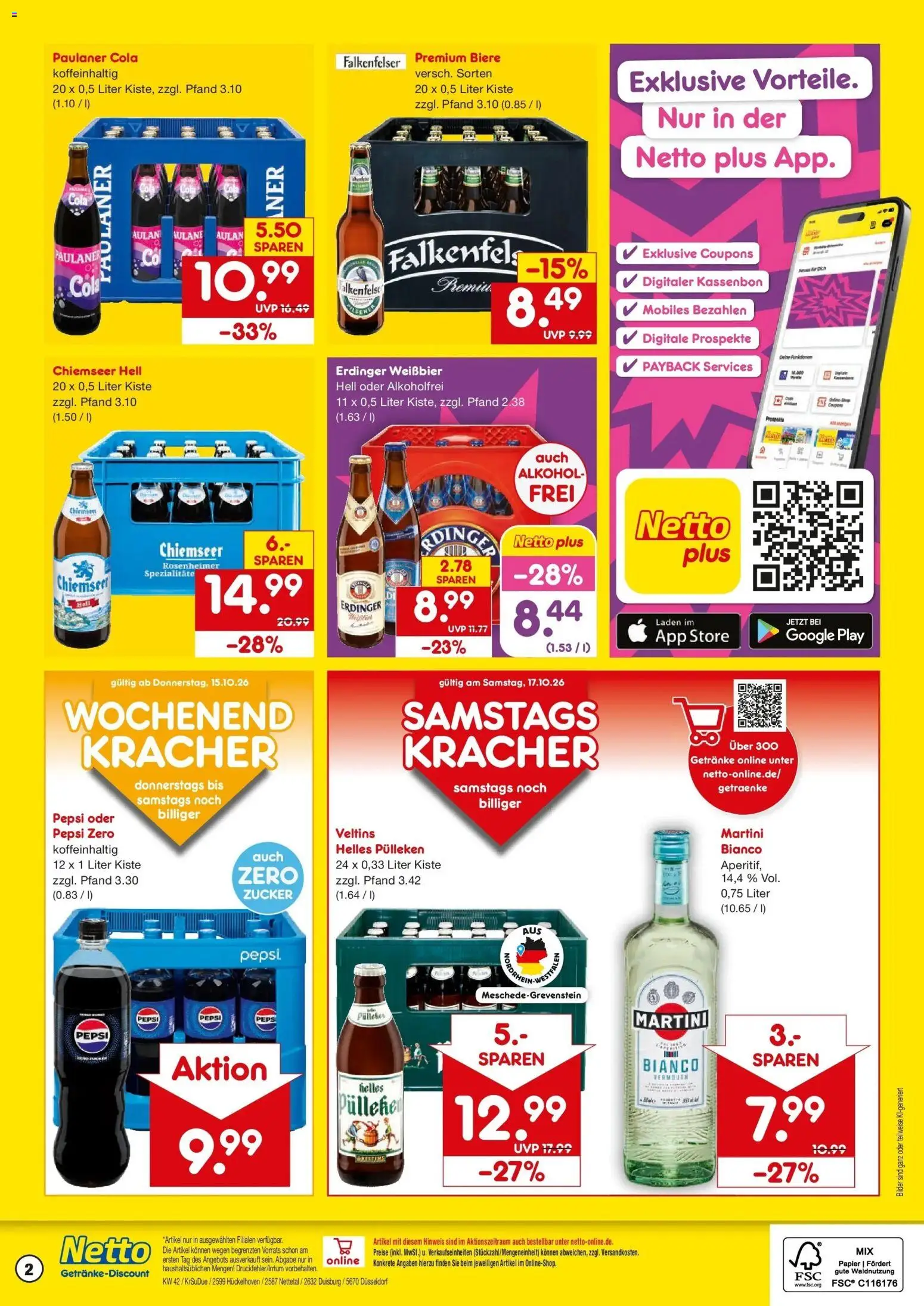 Vorschau von dem Prospekt des Geschäftes Netto Marken-Discount, gültig ab dem 12.10.2026 - Cola, Alkohol, Martini, Zucker, Paulaner, Veltins, Erdinger, Weißbier