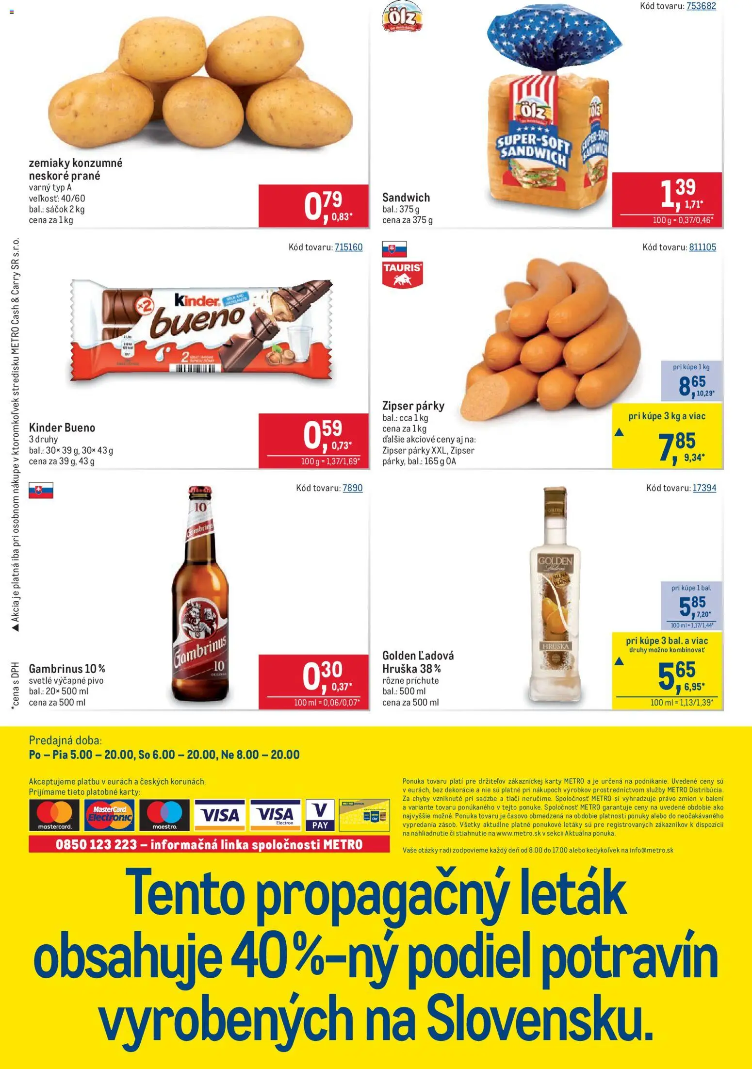 Náhľad Metro letáku platného od 07.10.2026 - Pivo, Kinder, Zemiaky, Kinder Bueno, Párky, Gambrinus