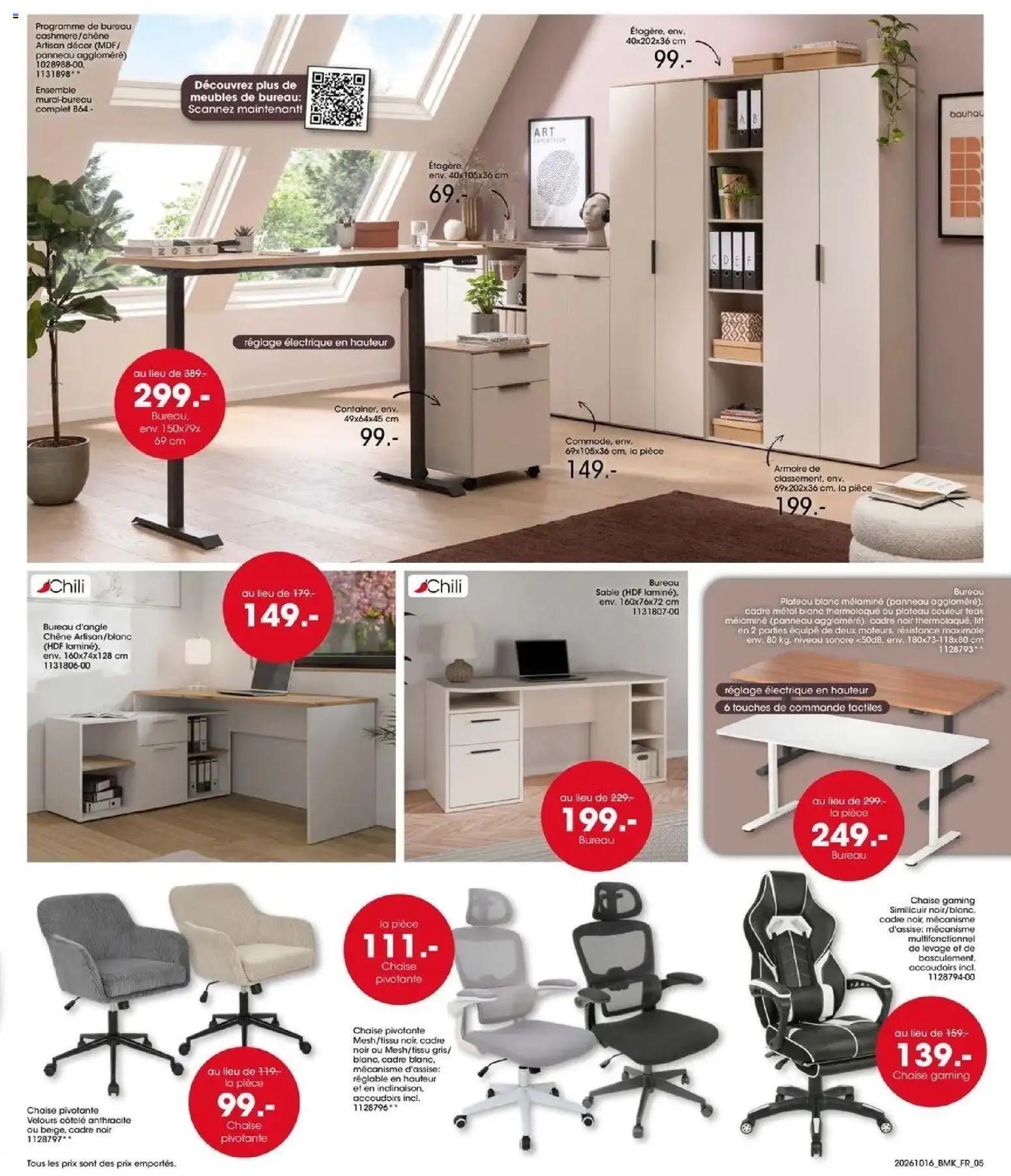 Prévisualisation de Möbel Martin: Offres hebdomadaires du magasin Möbel Martin formulaire valide 16/10/2026 - Bureau, Chaise, Chaise gaming, Armoire, Sable, Cadre, Plateau