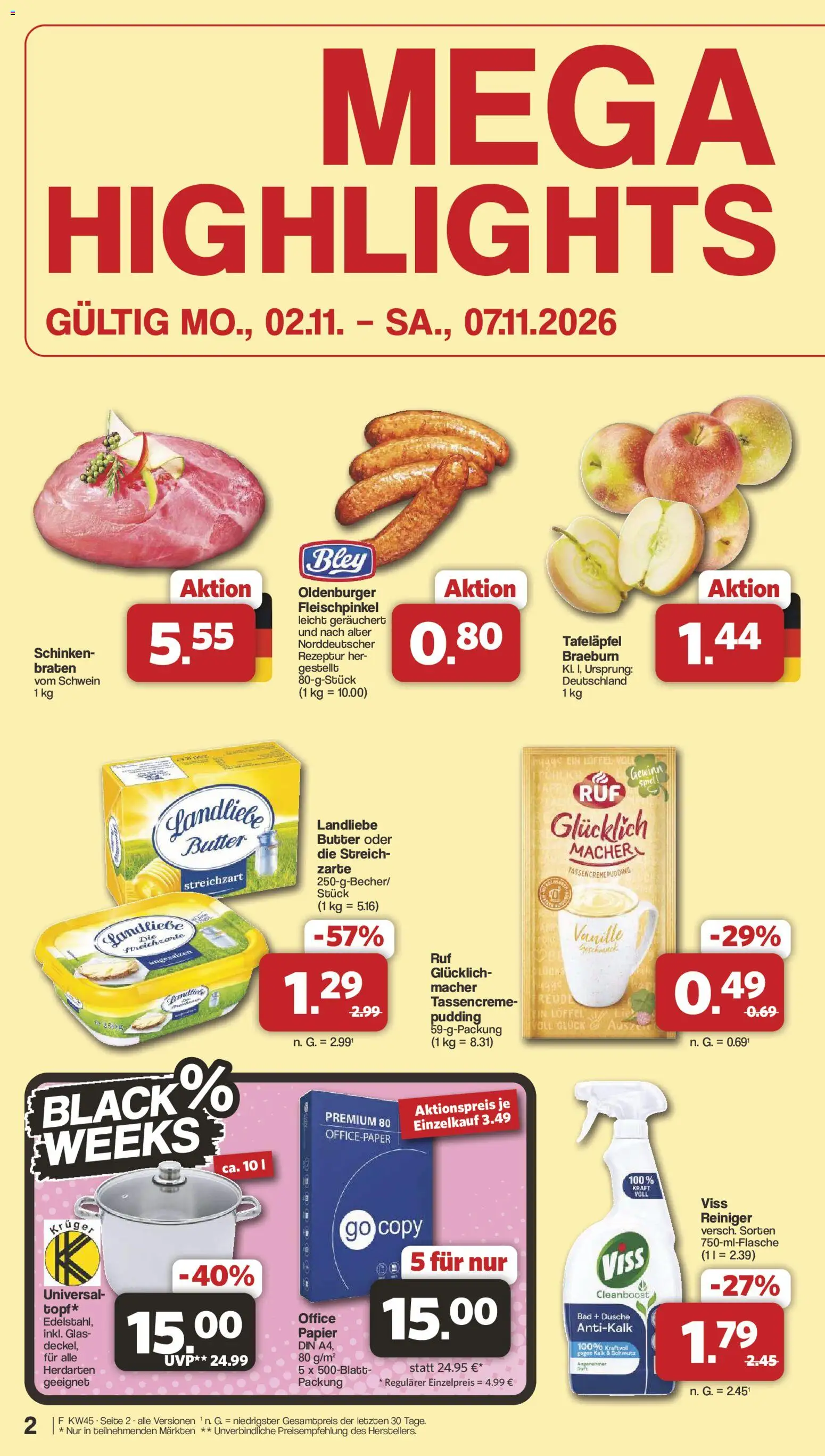 Vorschau von dem Prospekt des Geschäftes Famila Nordwest, gültig ab dem 02.11.2026 - Butter, Bad, Spiel, Dusche, Pudding, Schinken, Vanille