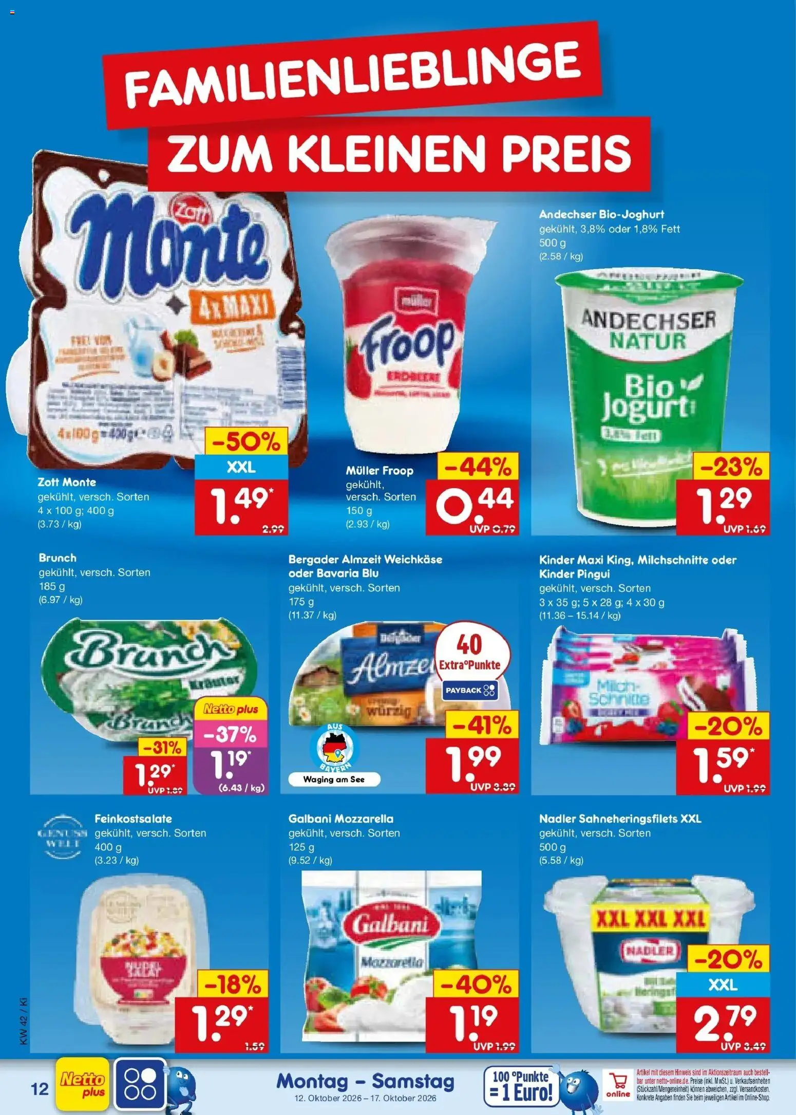 Vorschau von dem Prospekt des Geschäftes Netto Marken-Discount, gültig ab dem 12.10.2026 - Mozzarella, Milch, Froop