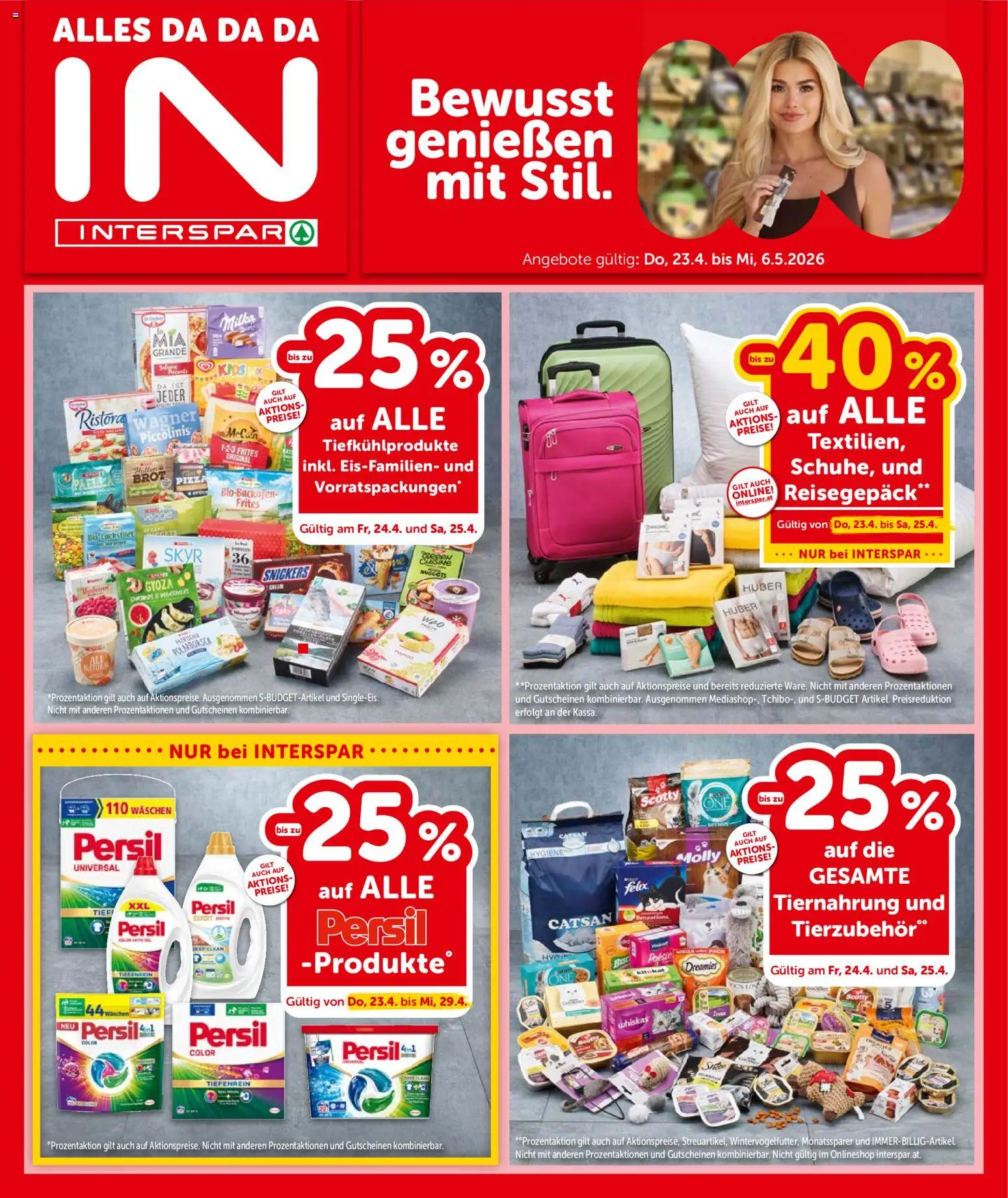 Vorschau der Angebote: Interspar Interspar Flugblatt - Salzburg gültig ab 23.04.2026 - Pizza, Brot, Snickers, Lachsfilet