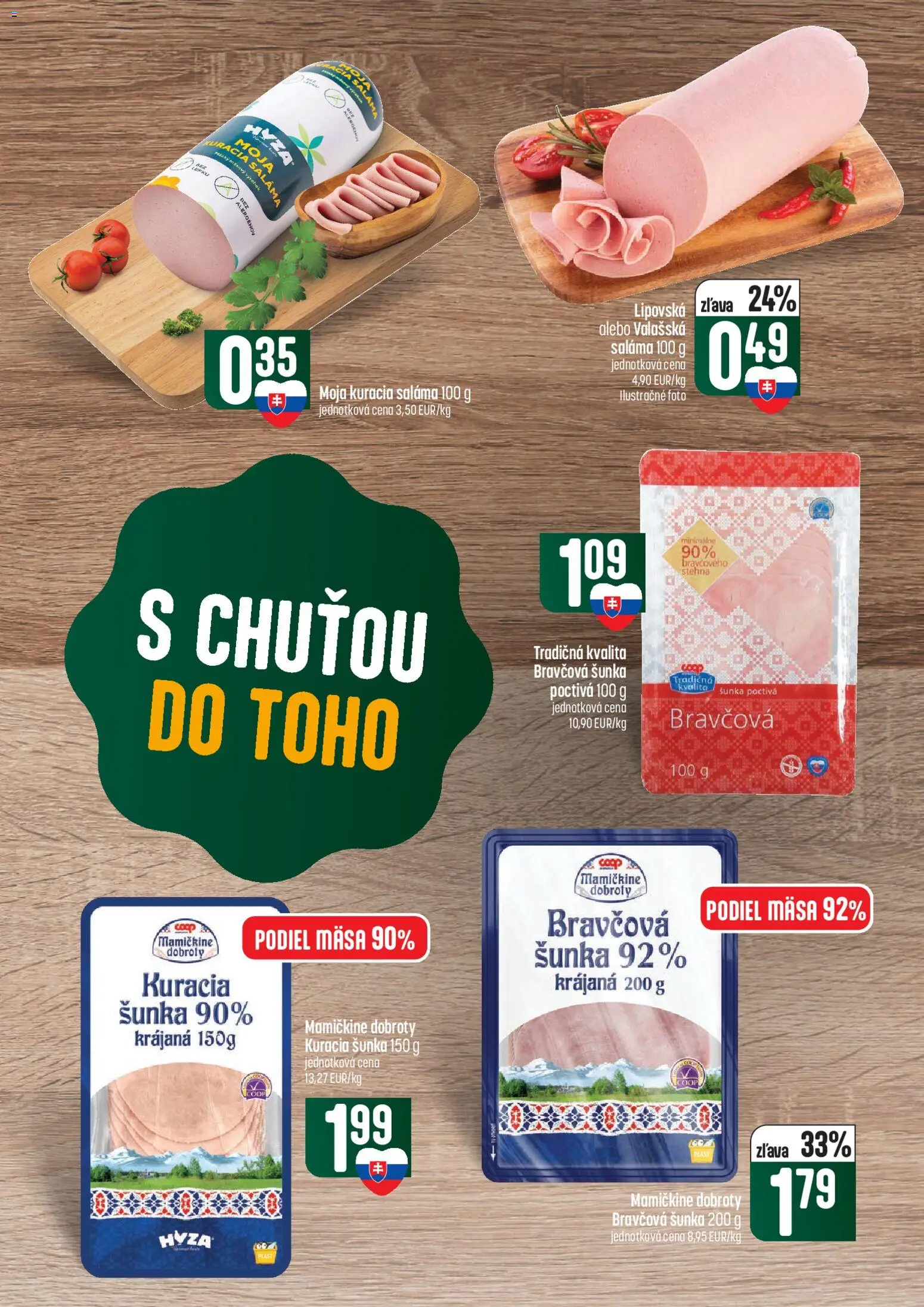Náhľad COOP Jednota letáku platného od 01.10.2026 - Šunka, Saláma, Kuracia šunka, Stehná