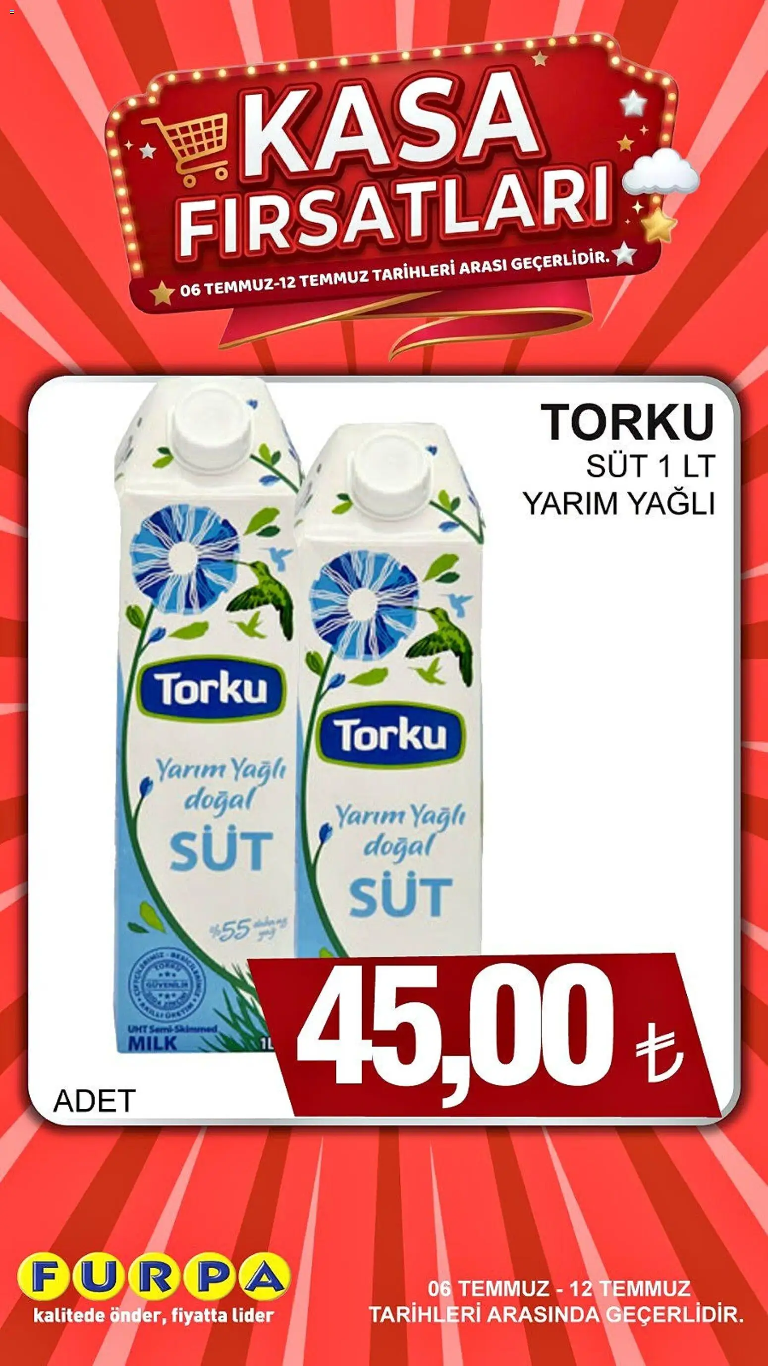 Furpa Furpa - Kasa Fırsatları 06.07.2026 - Broşürünün önizlemesi - Süt, Kasa