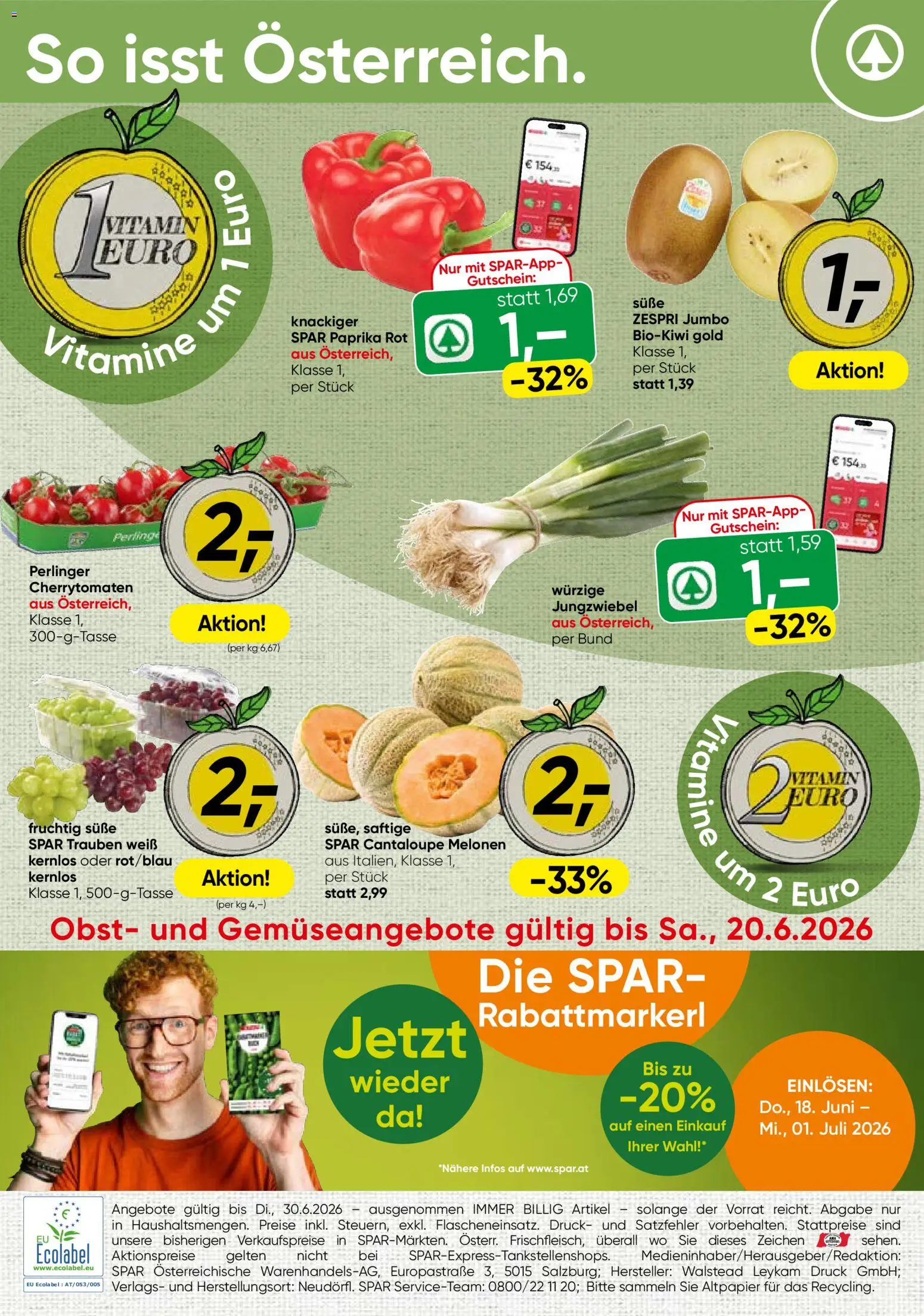 Vorschau der Angebote: Spar Spar Obst & Gemüse gültig ab 15.06.2026