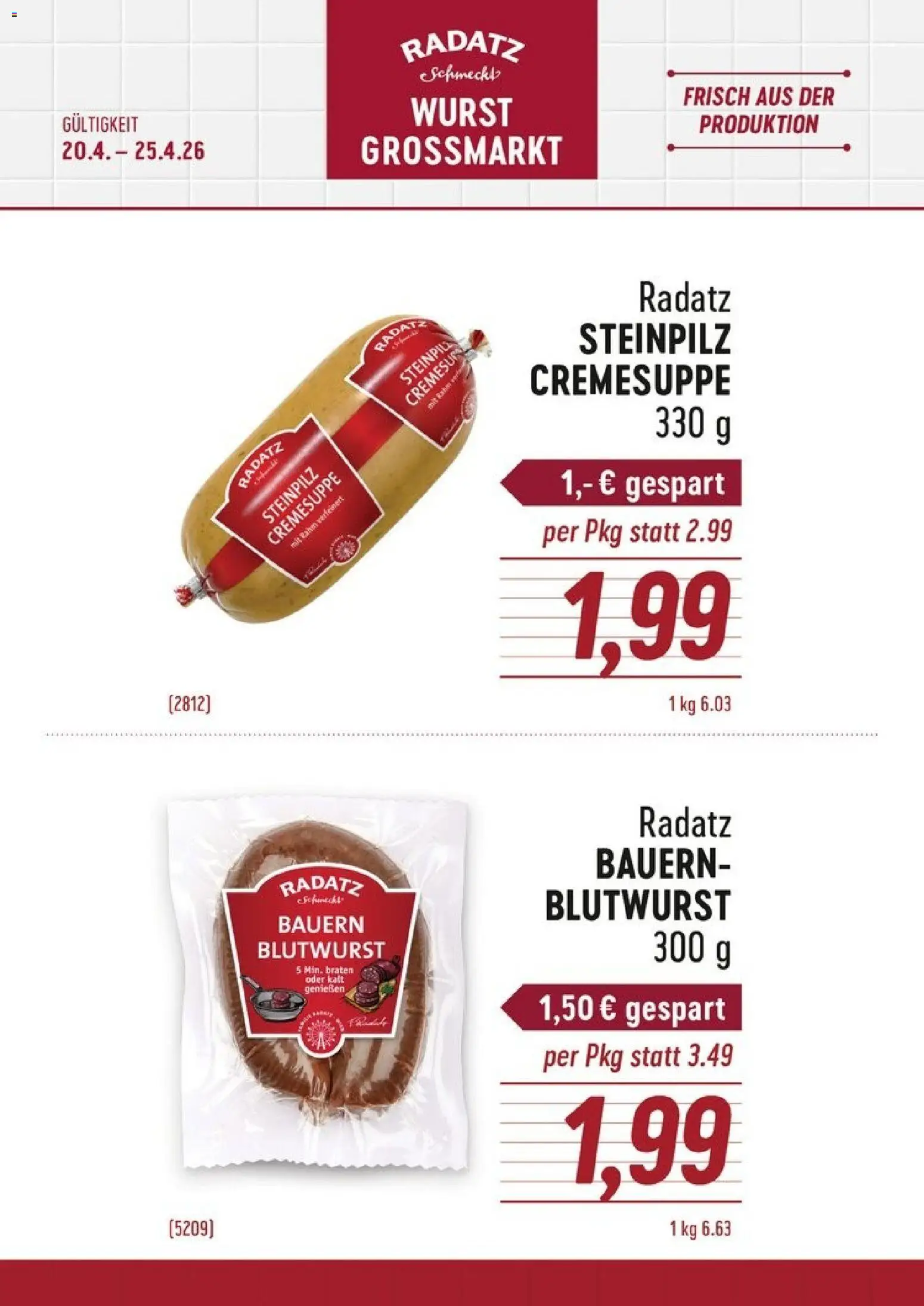 Vorschau der Angebote: Radatz Radatz Flugblatt gültig ab 20.04.2026 - Wurst
