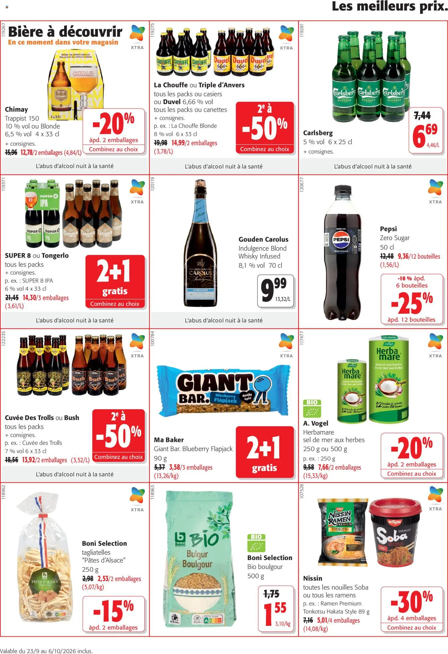 Prévisualisation de Colruyt Toutes les offres du magasin Colruyt formulaire valide 23/09/2026 - Whisky, Bière, Boulgour, Pâtes, Thé, Sel, Pepsi, Carlsberg