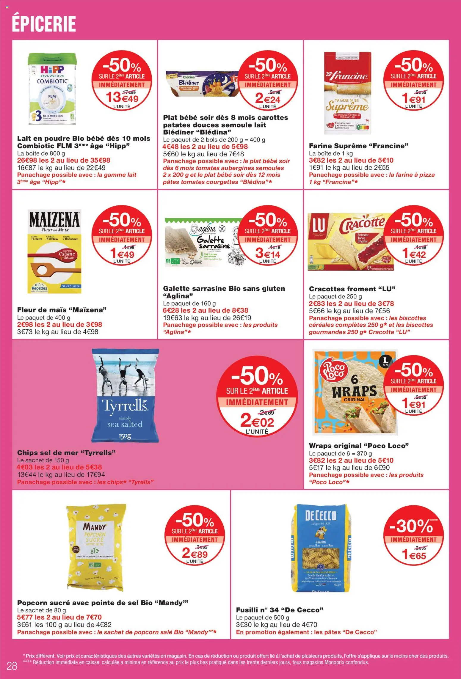 Prévisualisation de Monoprix catalogue du magasin Monoprix formulaire valide 08/09/2026 - Mais, Aubergines, Carottes, Sucre, Blé, Fusilli, Lait en poudre, Popcorn sucre