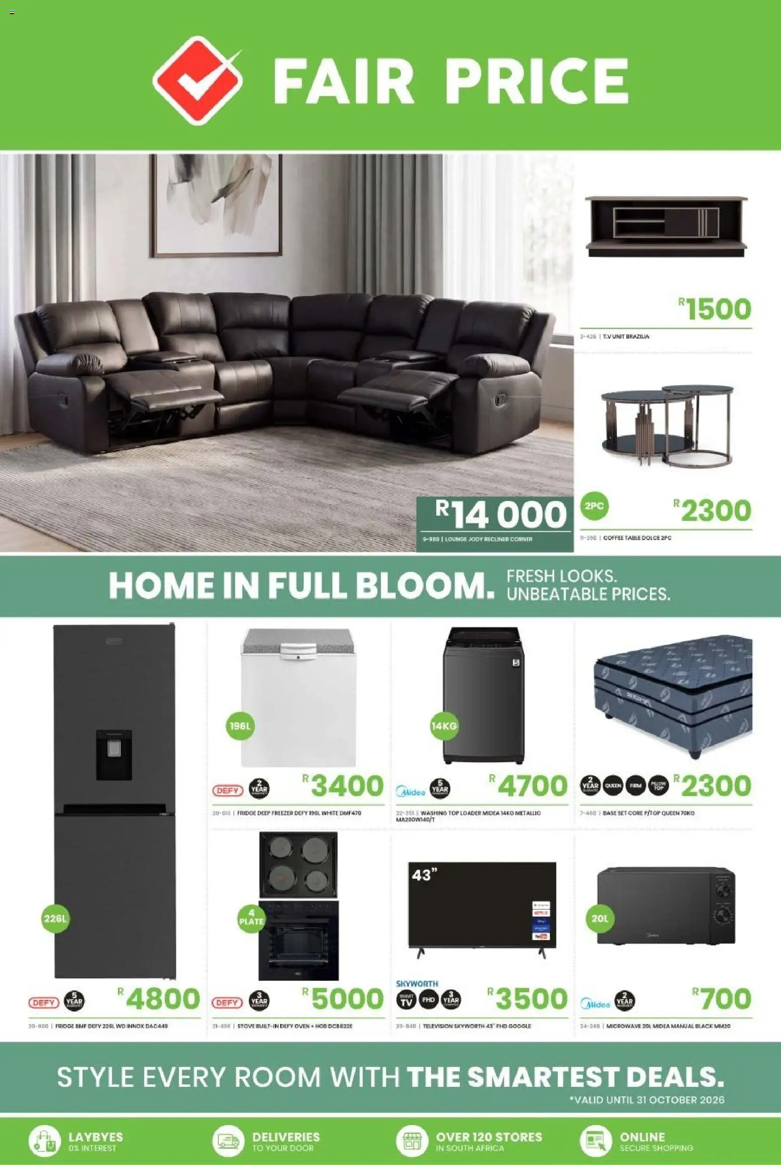 Preview of Fair Price flyer valid from 01/10/2026 - Coffee, Fridge, Coffee table, Microwave, Oven, Plate, Hob, Table