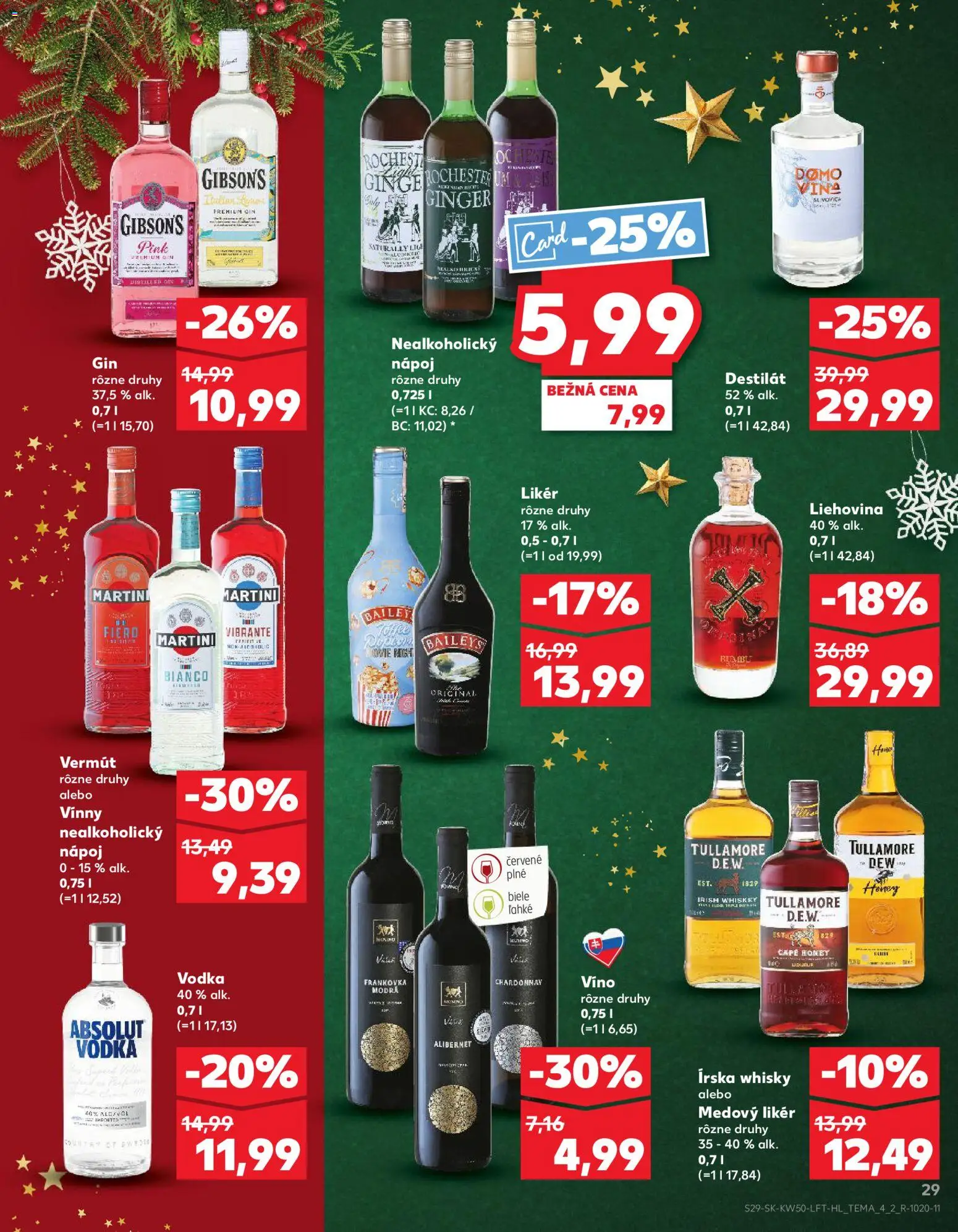 Náhľad Kaufland letáku platného od 11.12.2025 - Víno, Vodka, Gin, Baileys, Whisky, Martini, Slivovica, Destilát