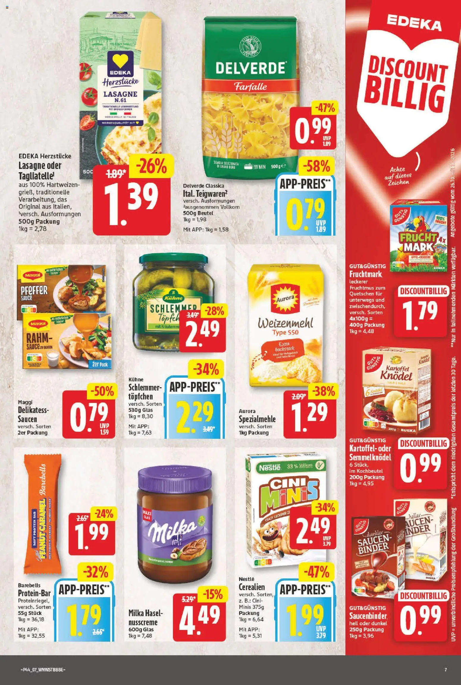 Vorschau von dem Prospekt des Geschäftes NP Discount, gültig ab dem 26.10.2026 - Lasagne, Maggi, Milka, Pfeffer, Weizenmehl