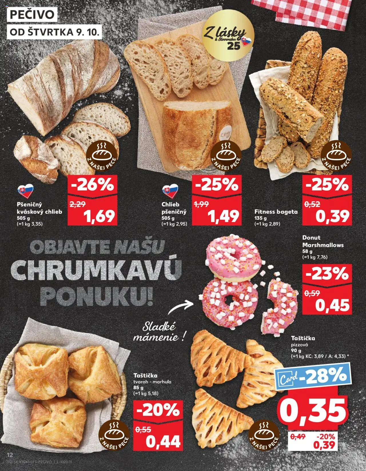 Náhľad Kaufland letáku platného od 09.10.2025 - Tvaroh, Chlieb, Donut