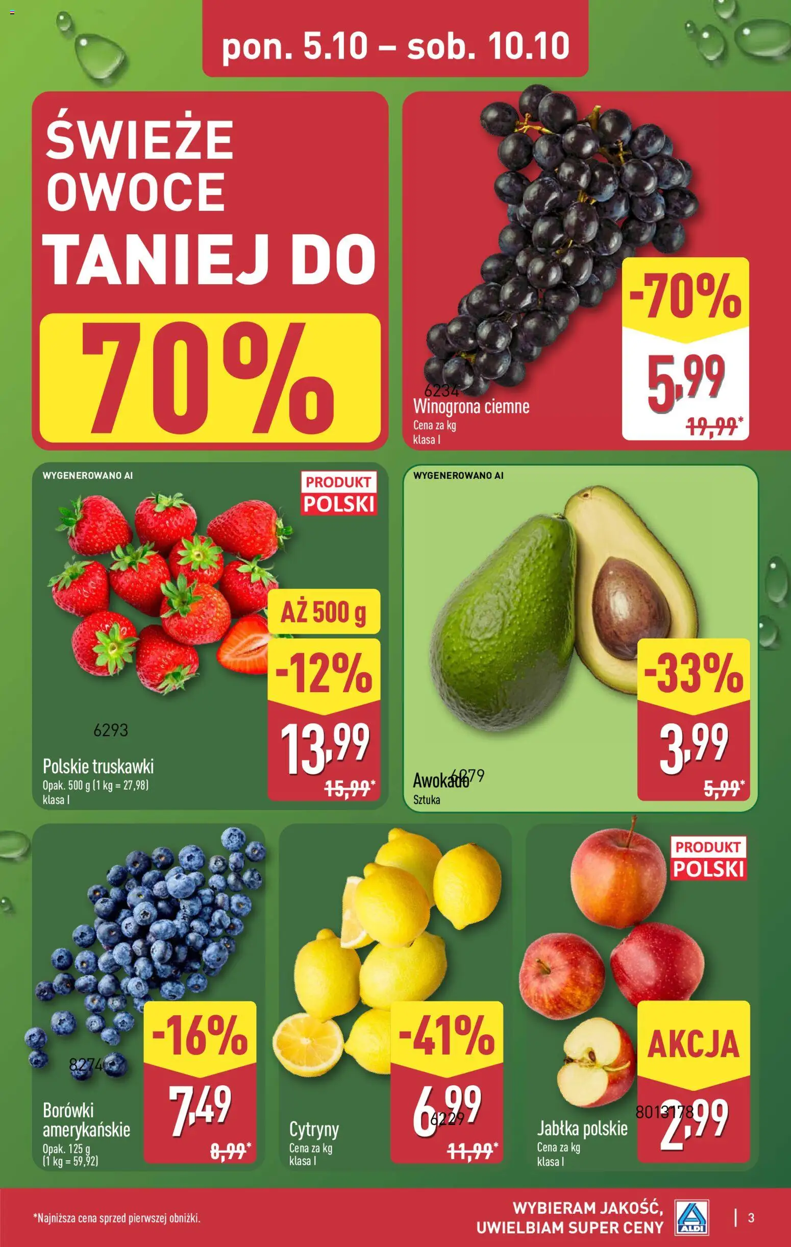 Pogląd gazetki "Aldi gazetka" ze sklepu Aldi ważnej od 05.10.2026 - Truskawki, Owoce, Borówki, Cytryny, Winogrona, Jabłka