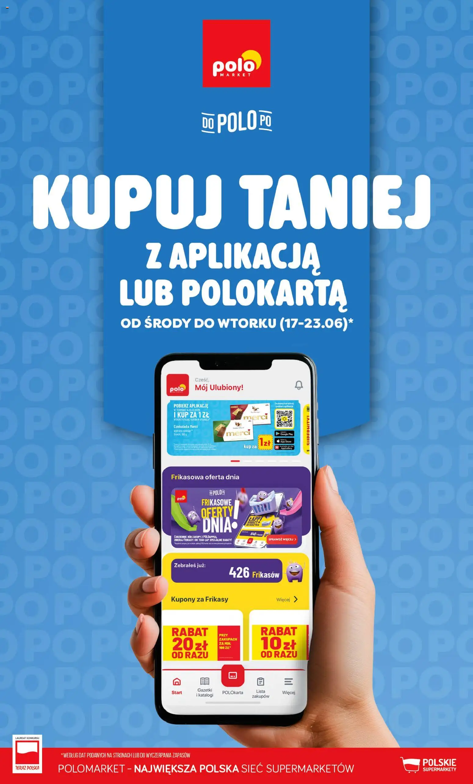 Pogląd gazetki "POLOmarket gazetka - Kupuj taniej z POLOappką" ze sklepu POLOmarket ważnej od 17.06.2026 - Czekolada, Merci, Czekolada merci