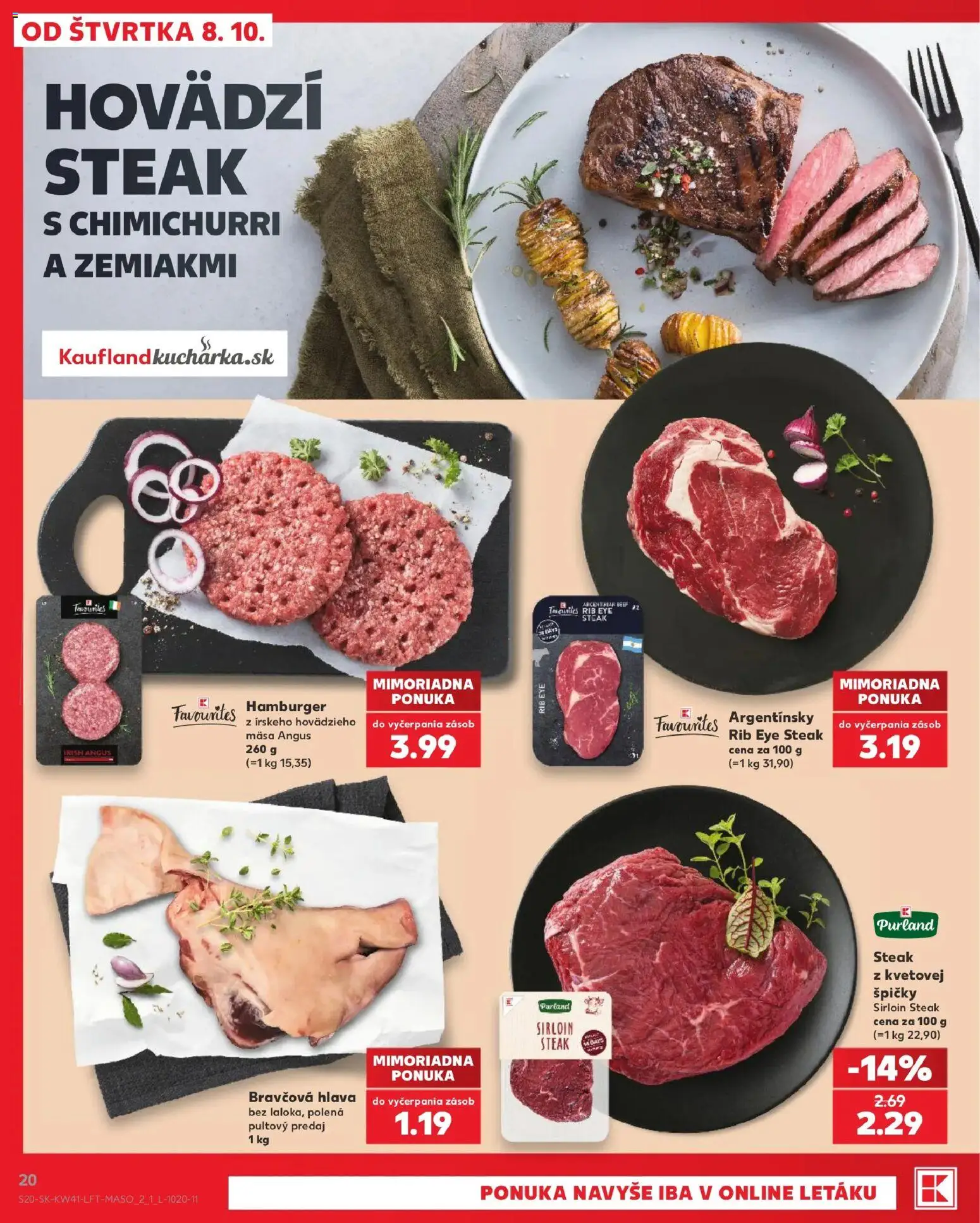 Náhľad Kaufland letáku platného od 08.10.2026 - Hamburger, Steak
