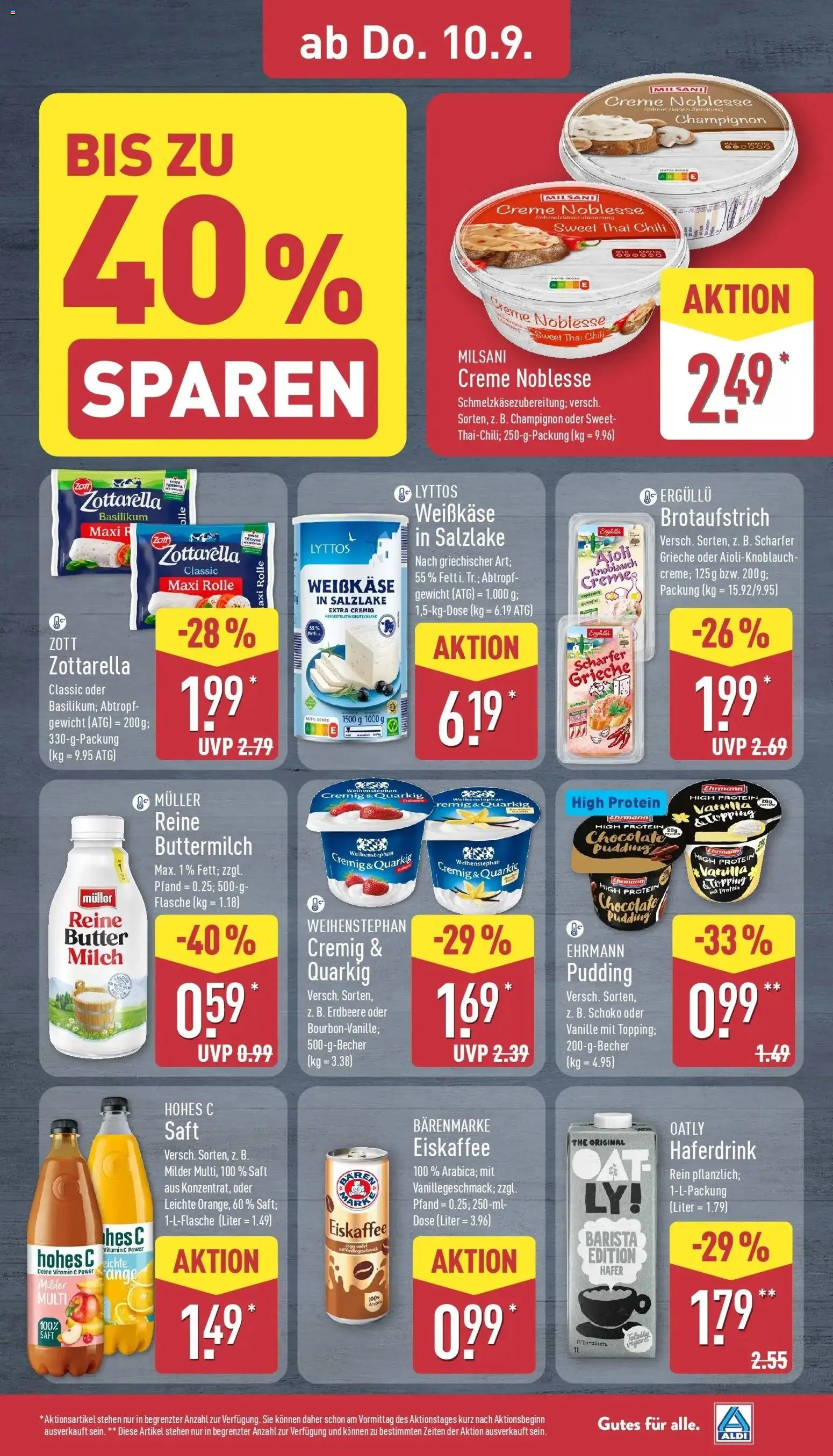 Vorschau von dem Prospekt des Geschäftes Aldi, gültig ab dem 07.09.2026 - Butter, Quark, Pudding, Gewicht, Oatly, Creme, Saft, Hohes c