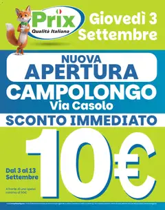 Anteprima dell'opuscolo Prix volantino Campolongo dal negozio Prix valido da 03/09/2026