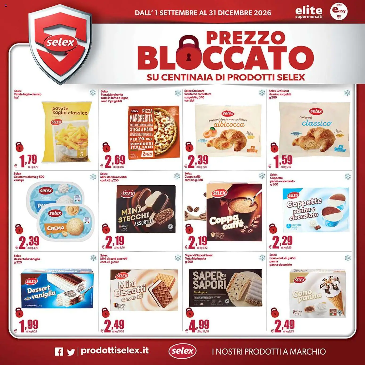 Anteprima dell'opuscolo Elite Supermercati volantino Spesa Difesa Selex dal negozio Elite Supermercati valido da 01/09/2026 - Forno, Crema, Torta, Biscotti, Croissant, Dessert, Patate, Taglio