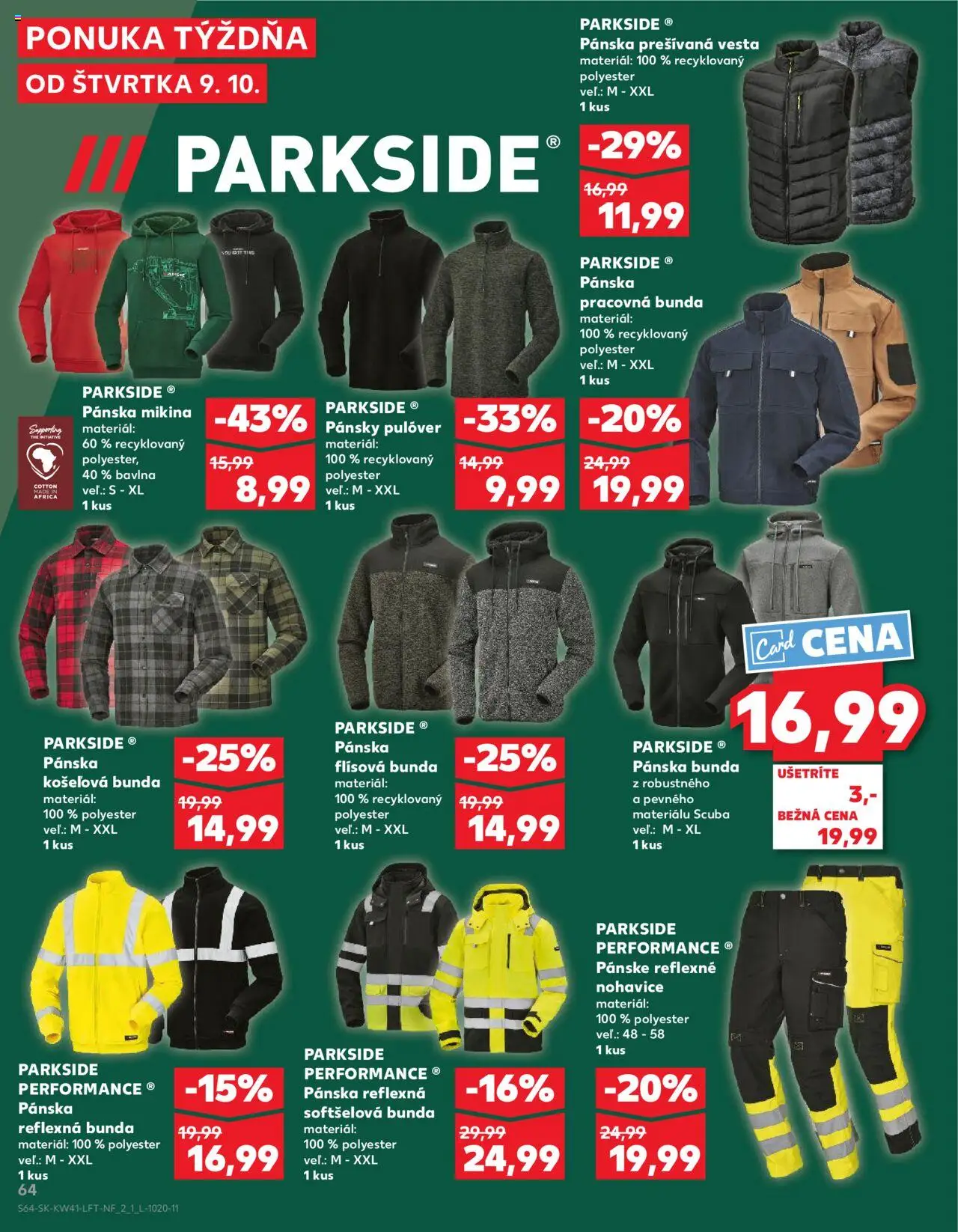 Náhľad Kaufland letáku platného od 09.10.2025 - Parkside, Mikina, Bunda, Nohavice, Vesta