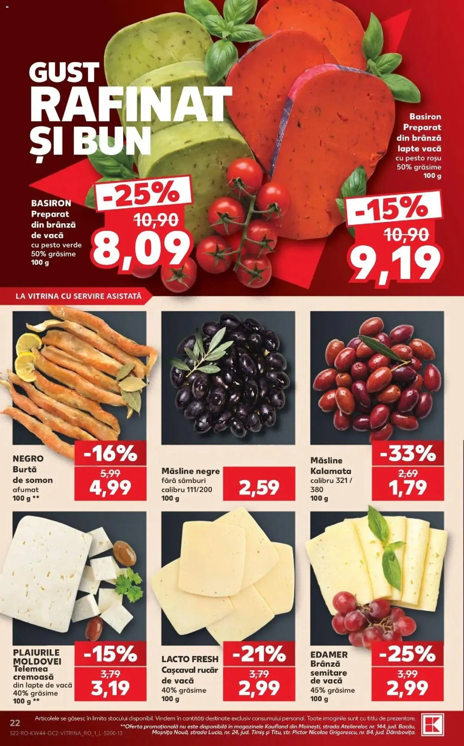 Previzualizarea de cataloage: Kaufland Kaufland Vaslui valabil de la 28.10.2026 - Somon, Lapte, Brânză, Cașcaval, Măsline, Masline negre, Edamer, Vitrină