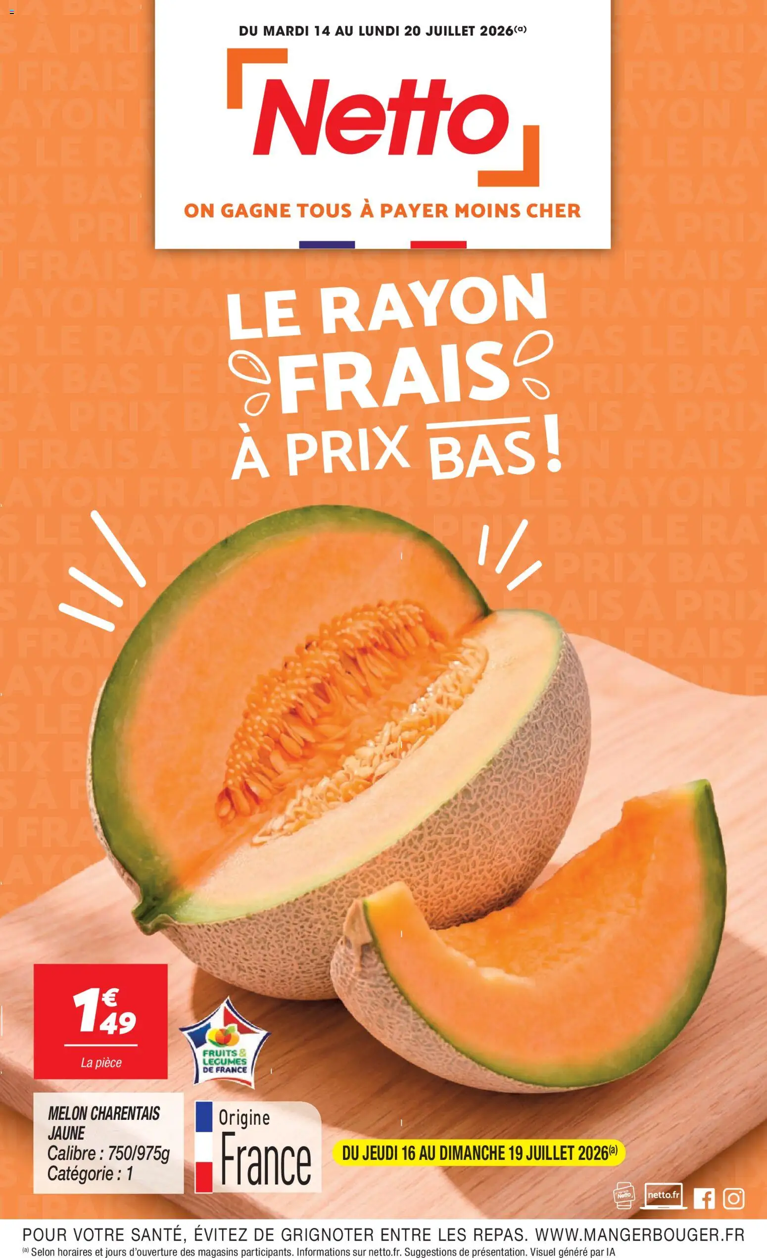 Prévisualisation de Netto catalogue du magasin Netto formulaire valide 14/07/2026 - Fruits, Melon