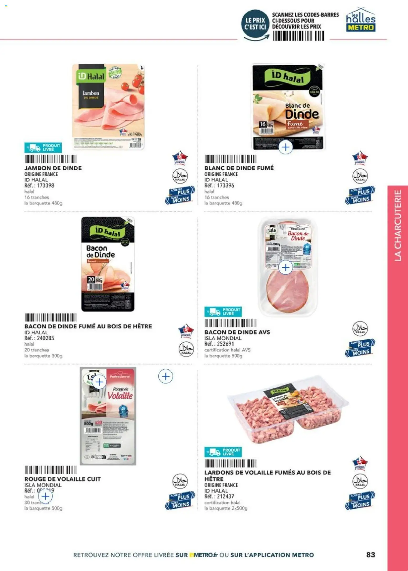 Prévisualisation de METRO - Restauration rapide du magasin METRO formulaire valide 14/04/2026 - Livre, Charcuterie, Dinde, Volaille, Lardons, Bacon, Blanc de dinde, Bacon de dinde halal