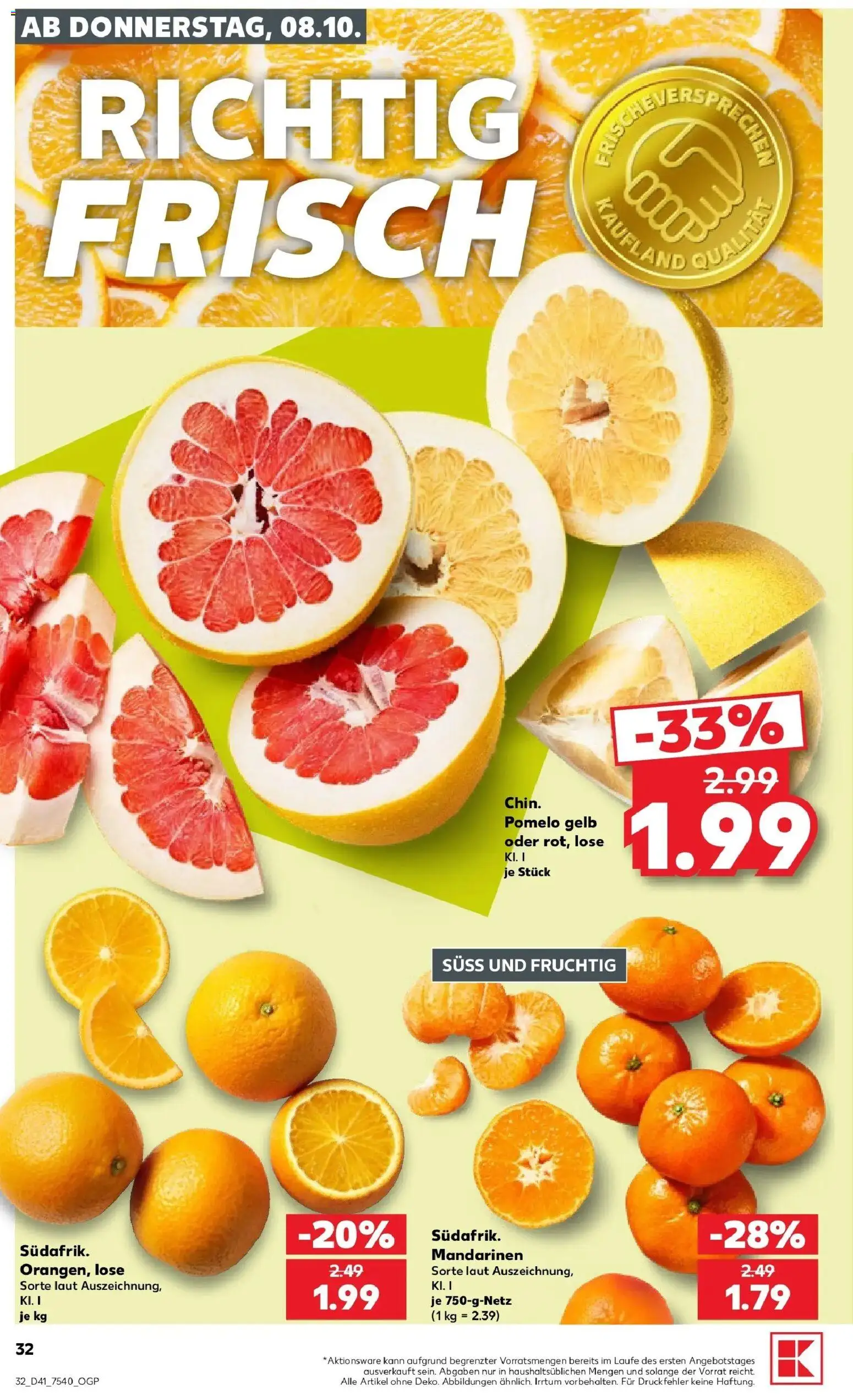 Vorschau von dem Prospekt des Geschäftes Kaufland, gültig ab dem 05.10.2026 - Mandarinen