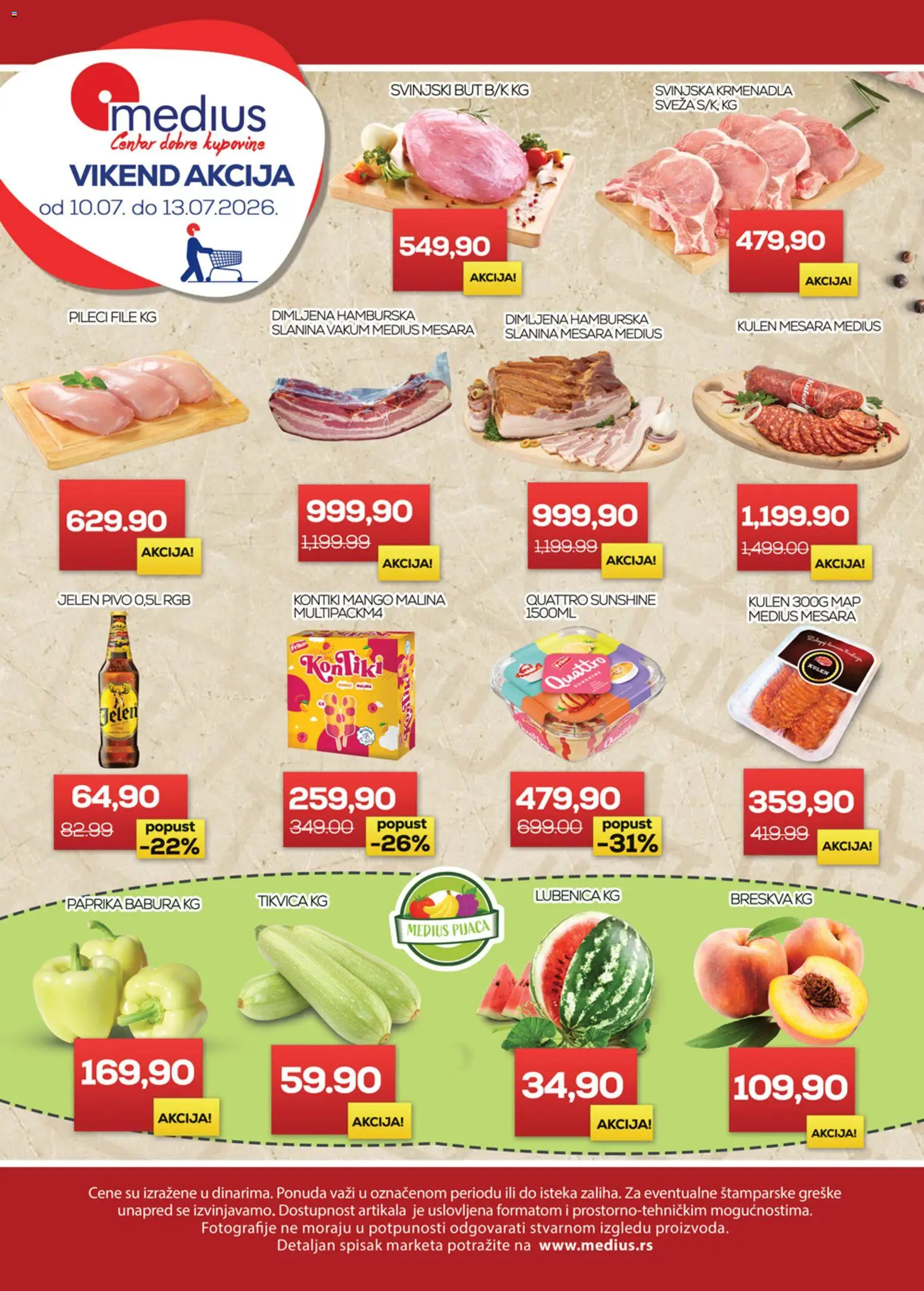 Pregled Medius kataloga - važi od 10.07.2026 - Mango, Paprika, Breskva, Slanina, Svinjski but, Krmenadla, Paprika babura, Svinjska krmenadla
