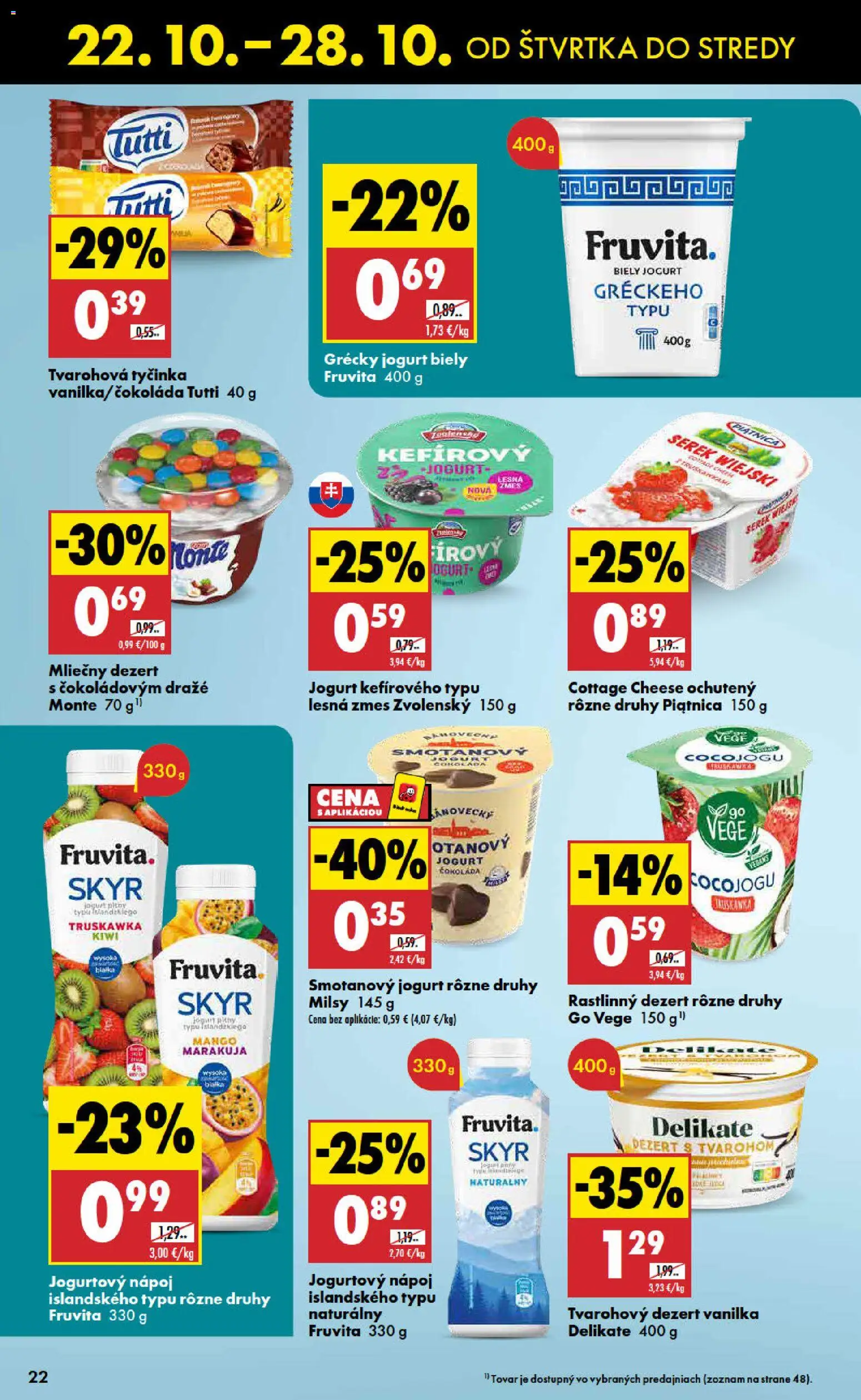 Náhľad Biedronka letáku platného od 22.10.2026 - Čokoláda, Cottage cheese, Jogurt, Vanilka, Biely jogurt, Grécky jogurt, Tvarohová tyčinka, Smotanový jogurt
