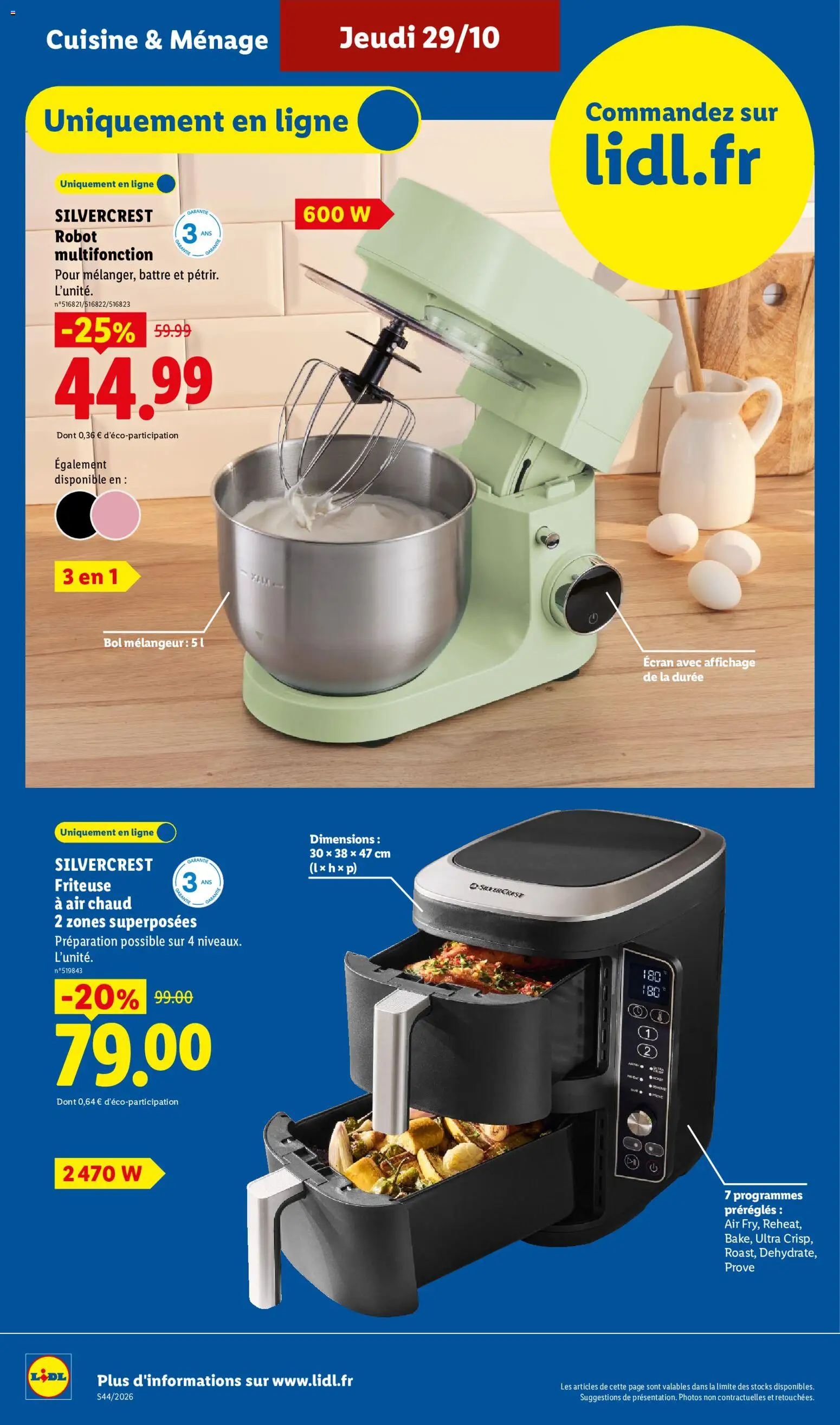 Prévisualisation de LIDL catalogue du magasin LIDL formulaire valide 29/10/2026 - Air fryer, Robot, Friteuse, Silvercrest, Friteuse à air chaud, Mélangeur, Silvercrest robot multifonction, Robot multifonction silvercrest