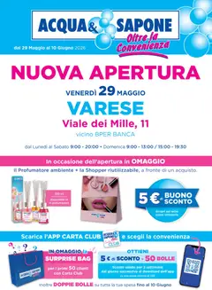 Anteprima dell'opuscolo Acqua e Sapone volantino Apertura Varese dal negozio Acqua e Sapone valido da 29/05/2026