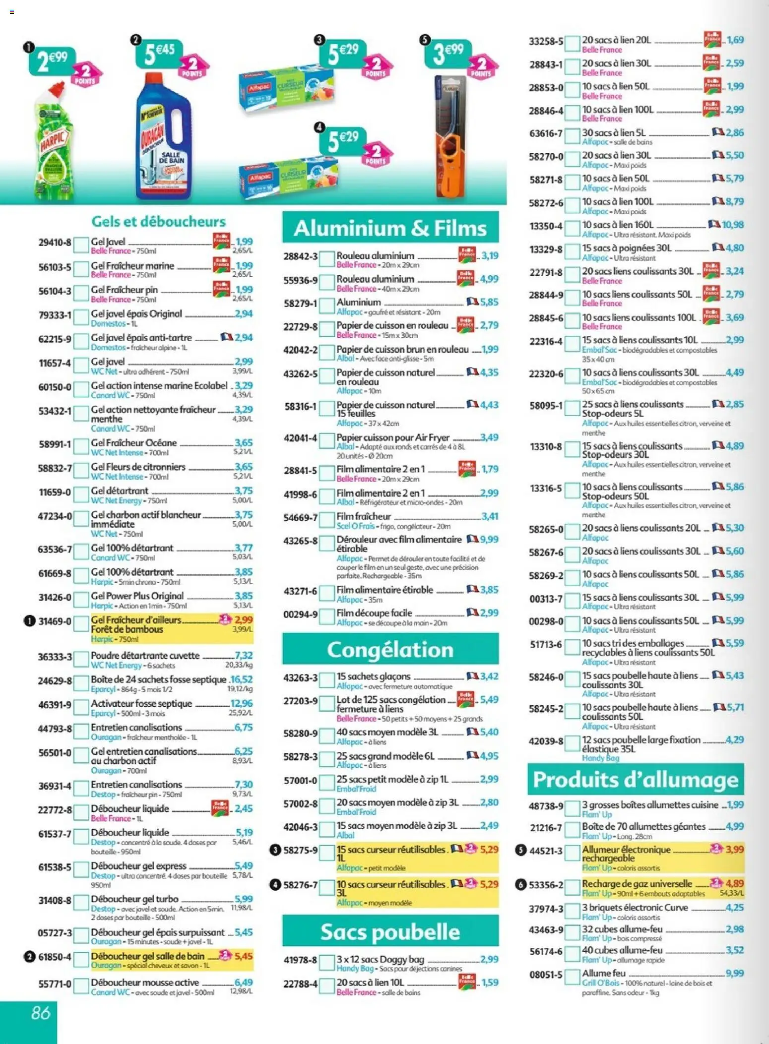 Prévisualisation de Maximo catalogue epicerie du magasin Maximo formulaire valide 26/10/2026 - Sac, Réfrigérateur, Mousse, Charbon actif, Poids, Menthe, Bouteille, Papier de cuisson