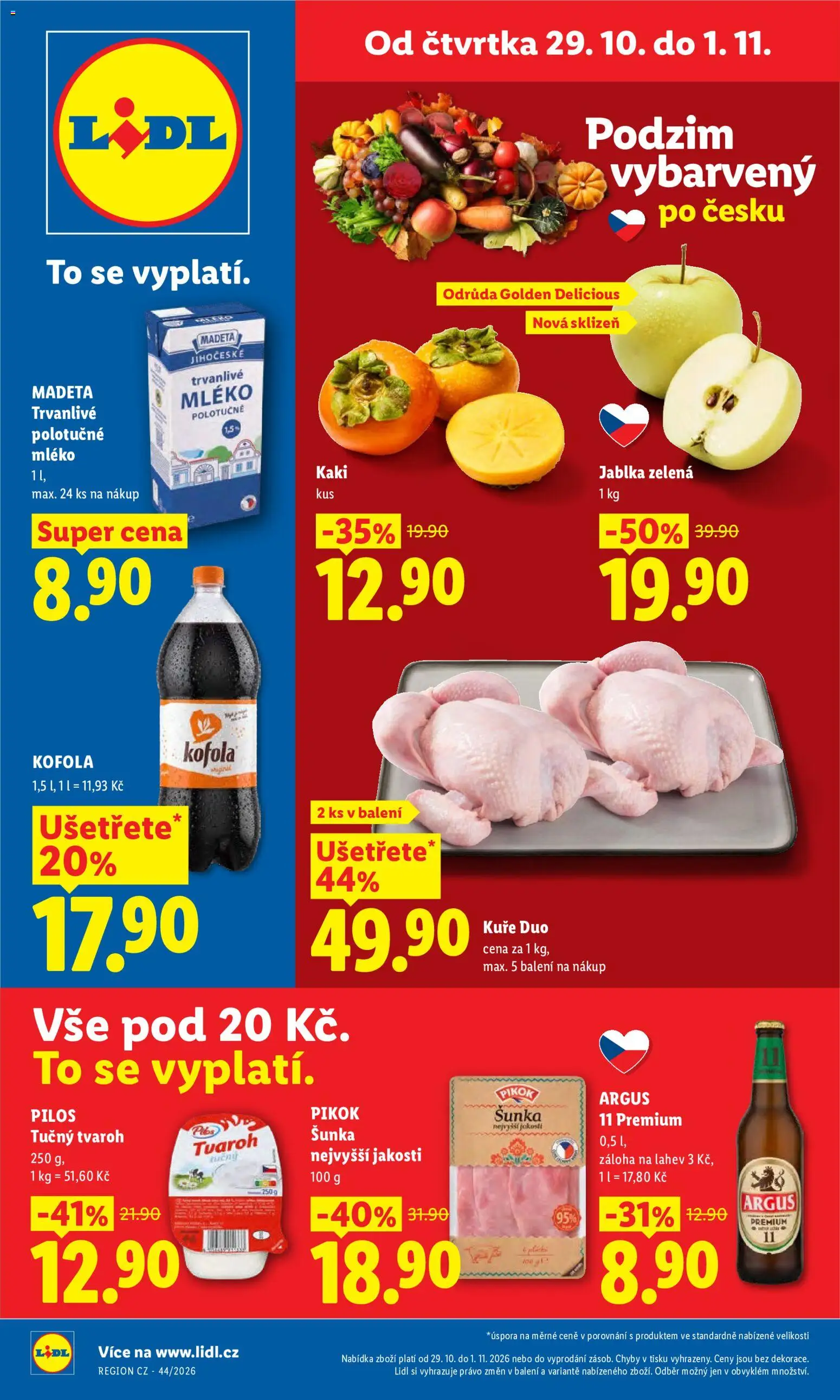 Náhled nabídky: Lidl Lidl leták platný od 29.10.2026 - Kaki, Kuře, Šunka, Láhev, Polotučné mléko, Pikok, Mléko polotučné, Kuře Duo